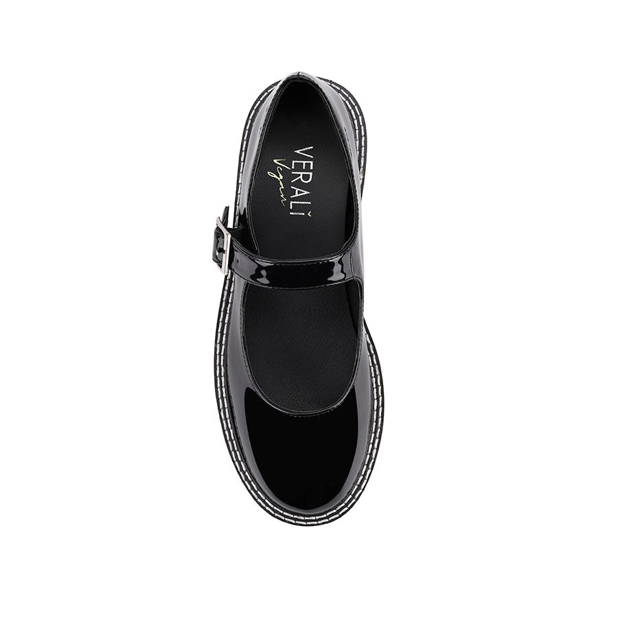 Nene Chunky Mary Jane Loafers for Women - Black Patent Leather Slip-On Shoes | Comfortable & Stylish for Work, Office, and Casual Outfits