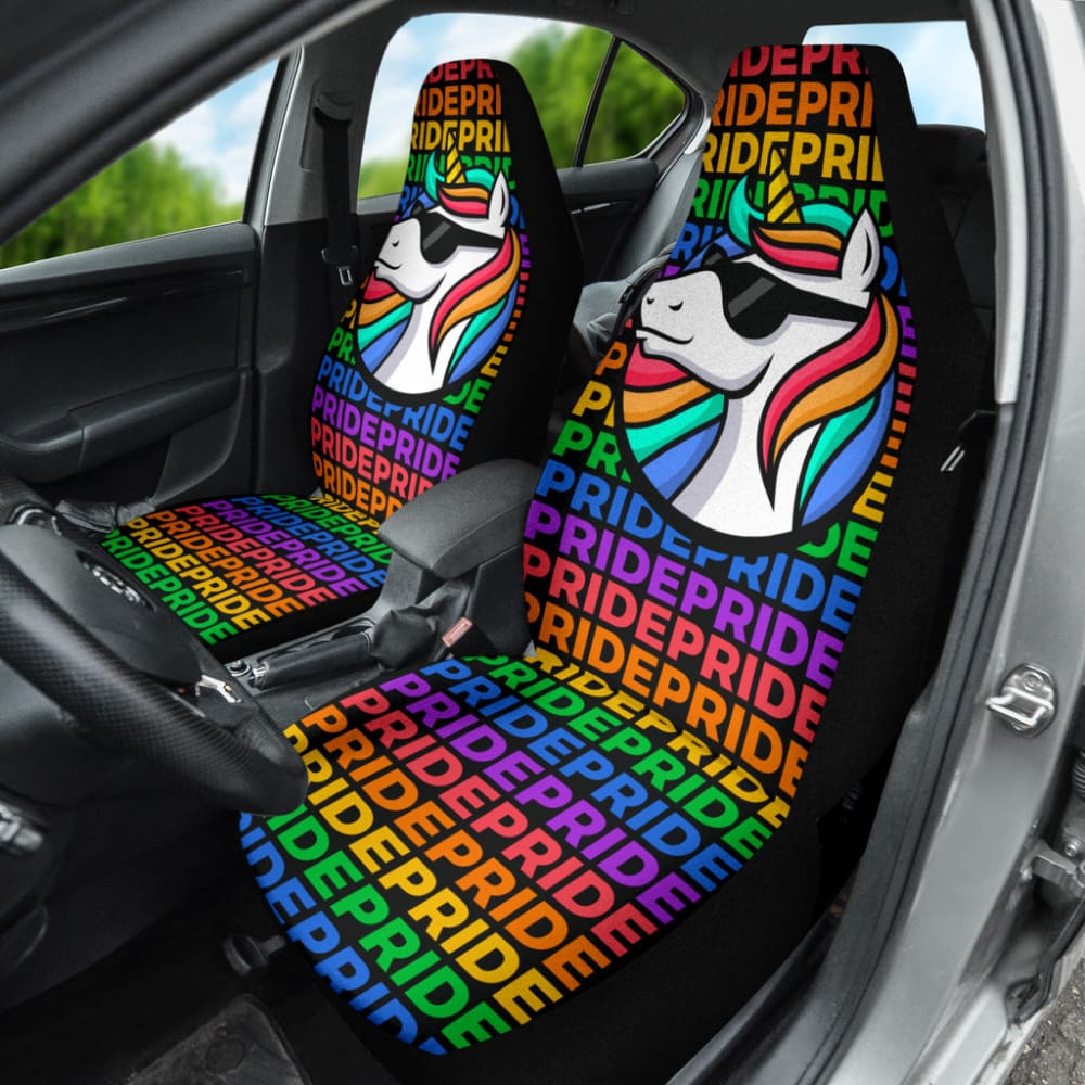 Rainbow Unicorn Car Seat Covers for LGBT Pride - Soft & Durable Universal Fit - Perfect for Pride Parades, Road Trips & LGBTQ+ Events