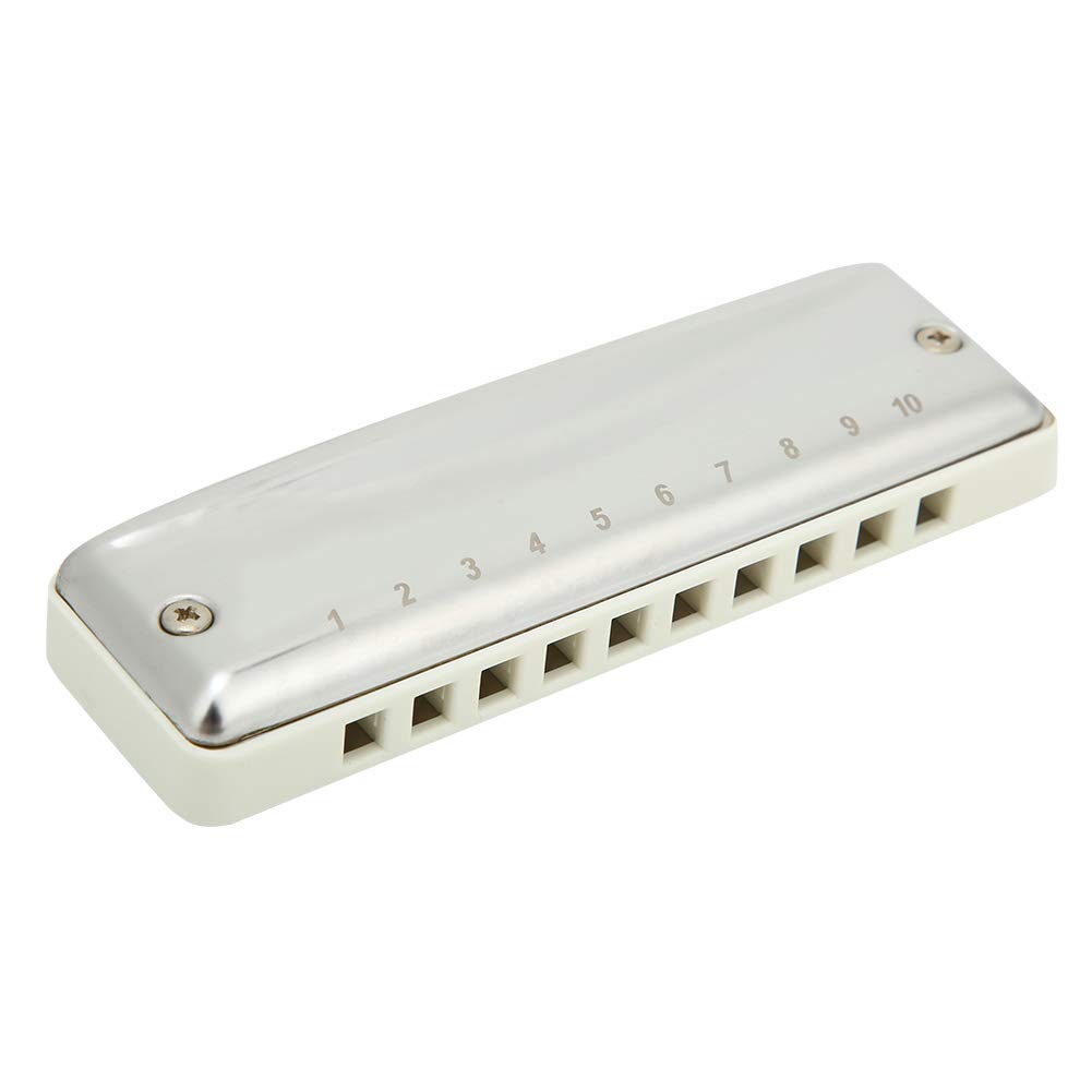 F Key Blues Harmonica - Diatonic Resin Wind Instrument for Kids, Adults & Beginners (White) | Perfect for Music Lessons, Blues Performances & Travel