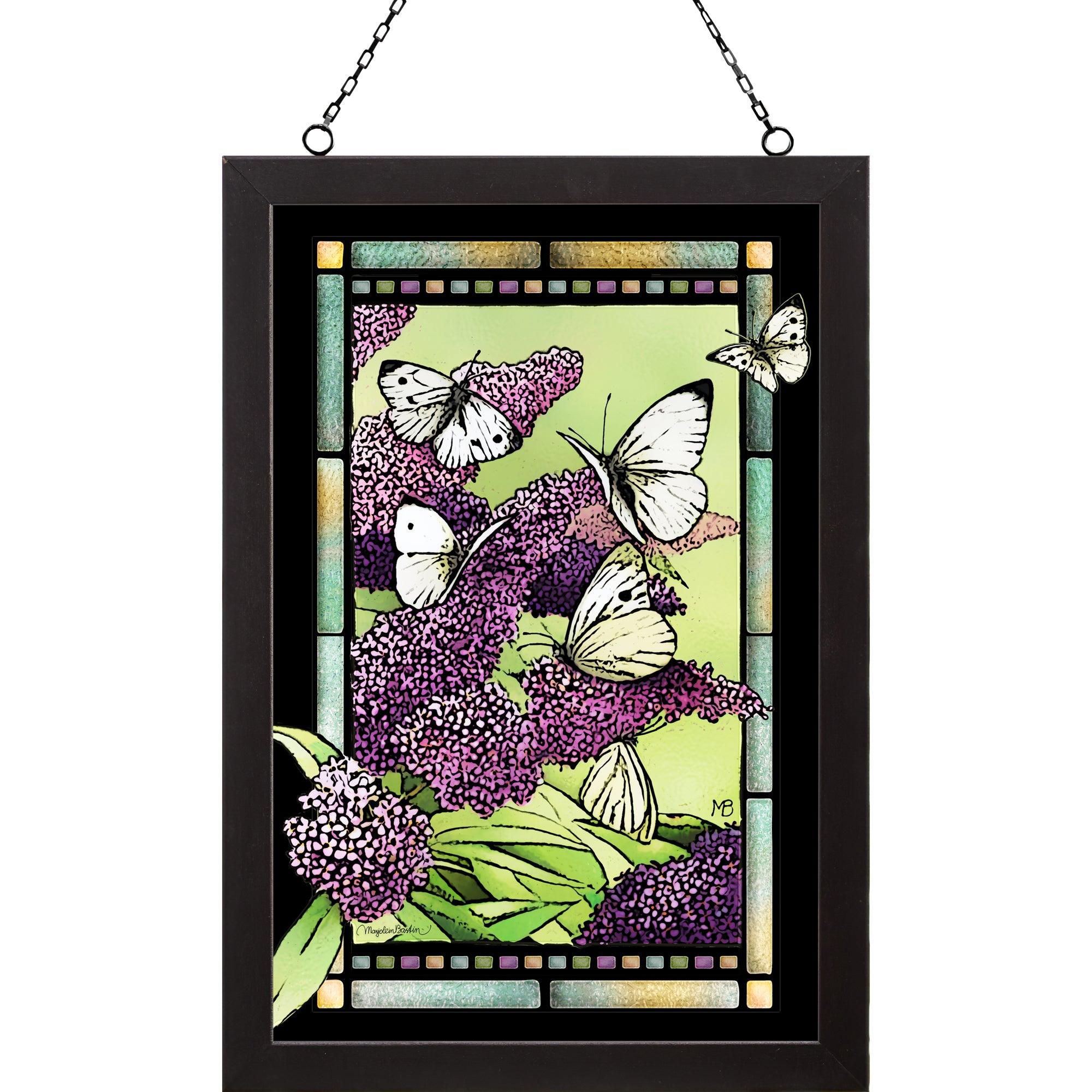 Call of the Lilac - 20x14 Inch Handmade Stained Glass Wall Art - Perfect for Home Decor, Church Windows & Gift Giving