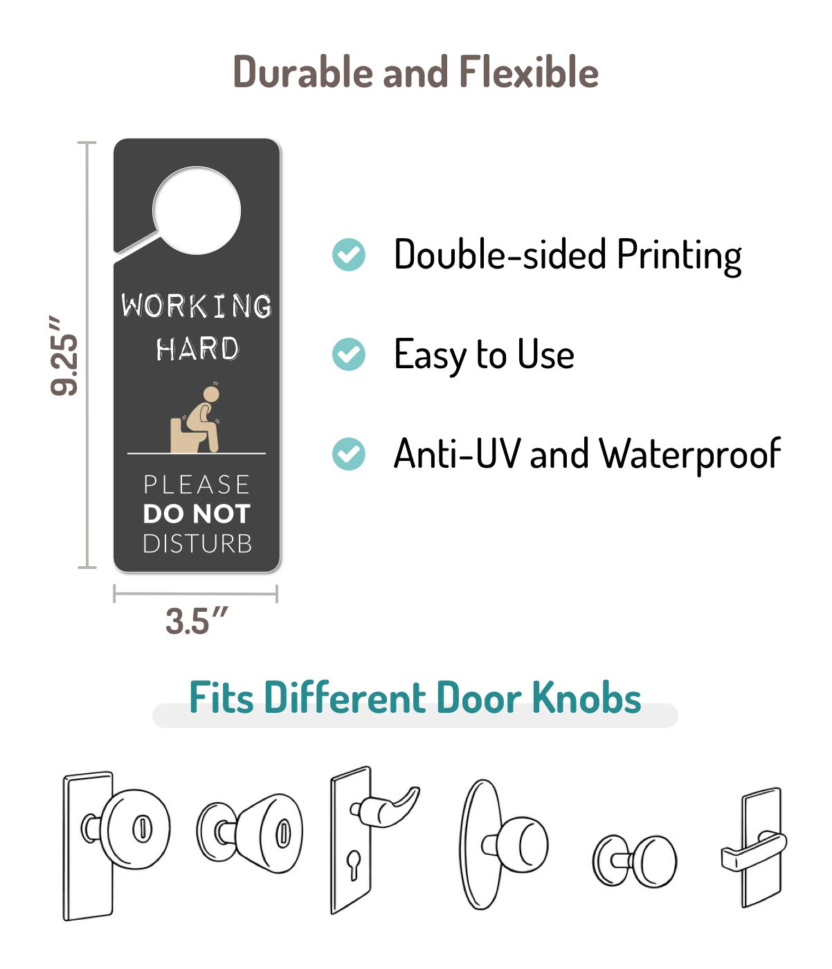 Funny Bathroom Occupied Sign - 2 Pack PVC Plastic for Doors - Home & Office Use