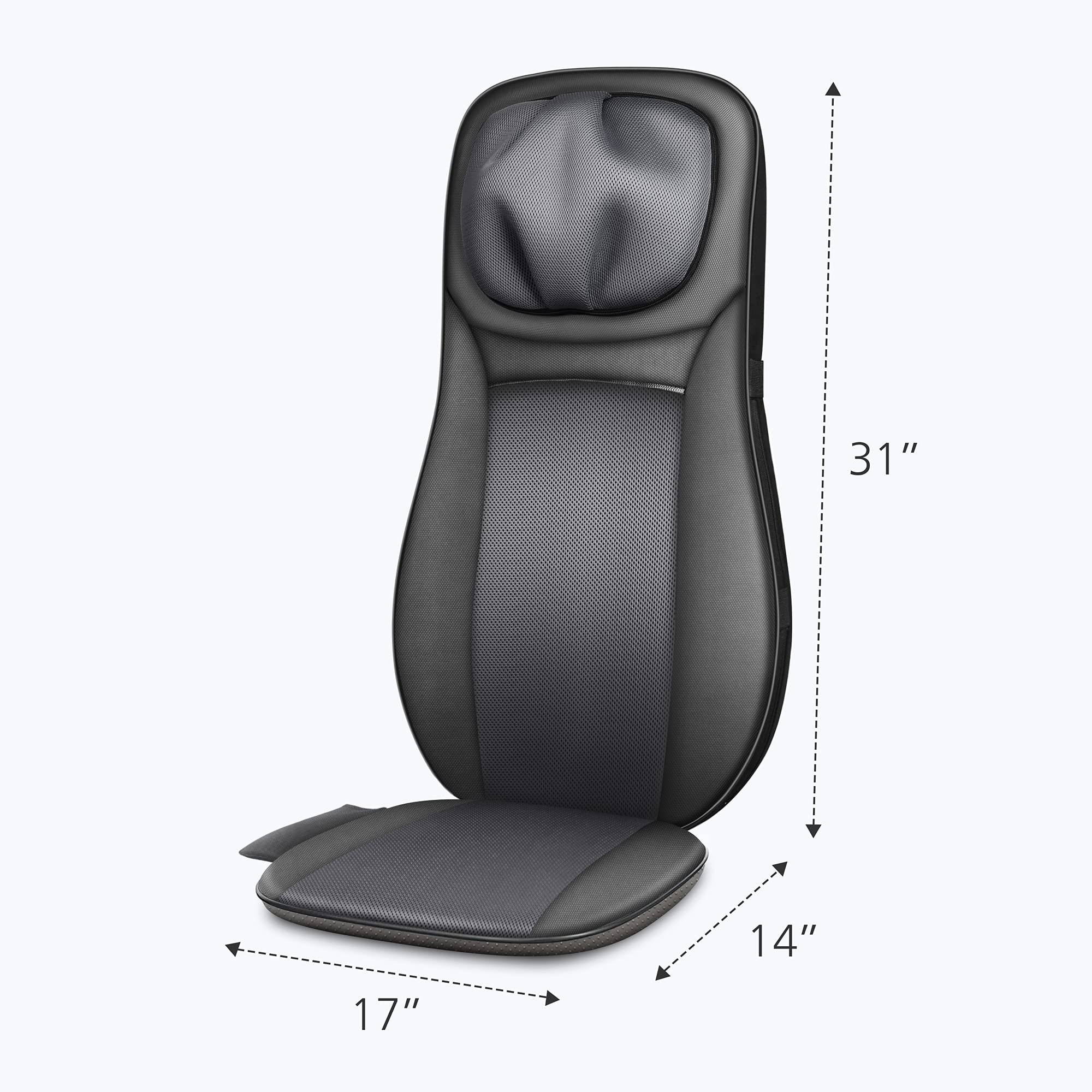 Snailax Shiatsu Massage Chair Pad with Heat - Full Body Deep Kneading & Rolling Massage for Neck, Back & Shoulders - Adjustable Height - Perfect Gift for Men & Women - Ideal for Home, Office & Car Relaxation