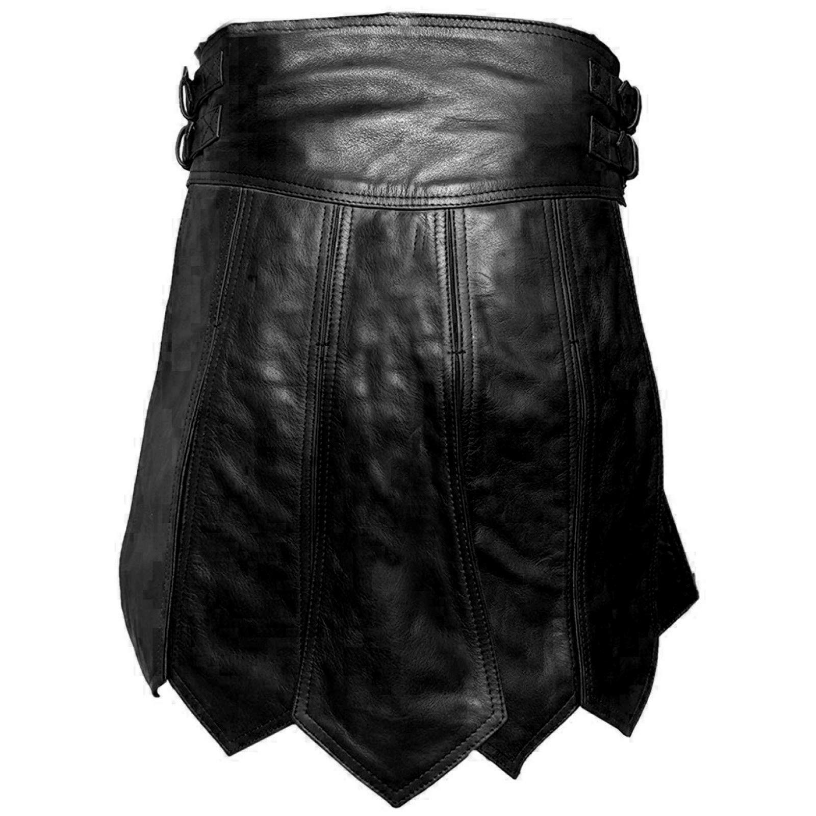 **Men's Black & Brown Real Leather Kilt - Gladiator Costume for LARP, Gay Club Wear & Cosplay - Perfect for Halloween, Renaissance Fairs & Themed Parties**