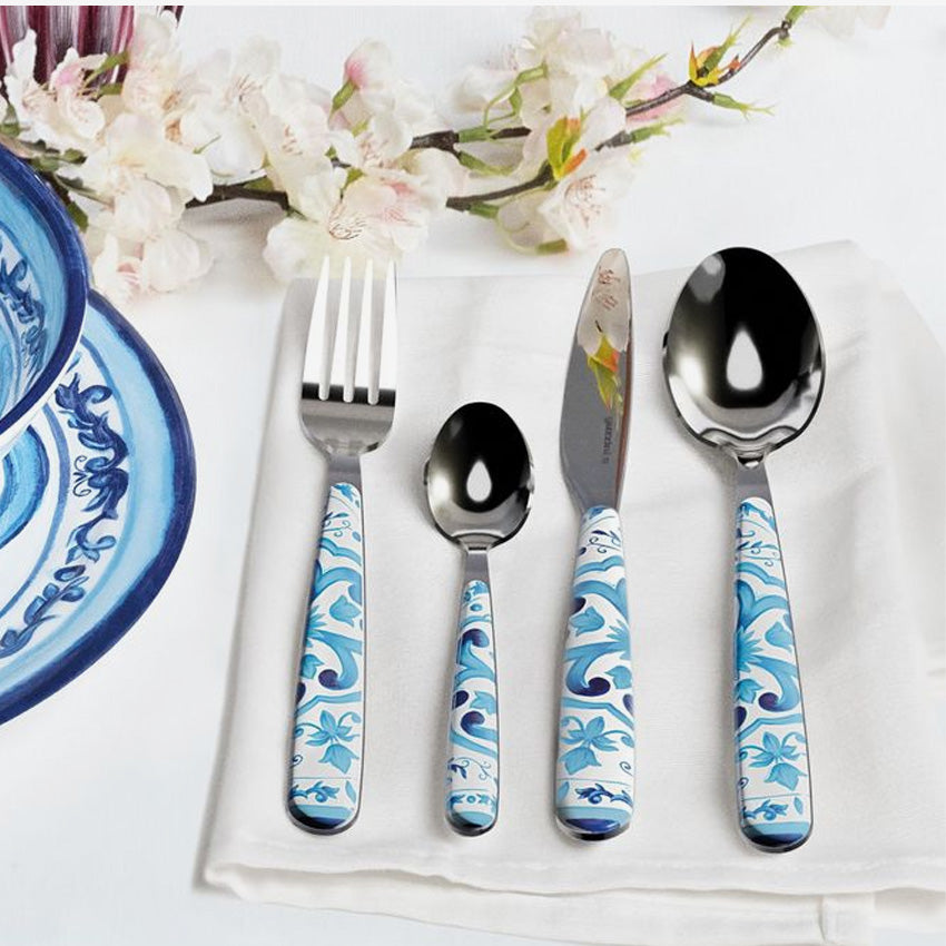 Guzzini Blues 24-Piece Stainless Steel Cutlery Set - Knife Fork Spoon Set for Dining, Kitchen & Entertaining - Dishwasher Safe Flatware for Home & Restaurant Use
