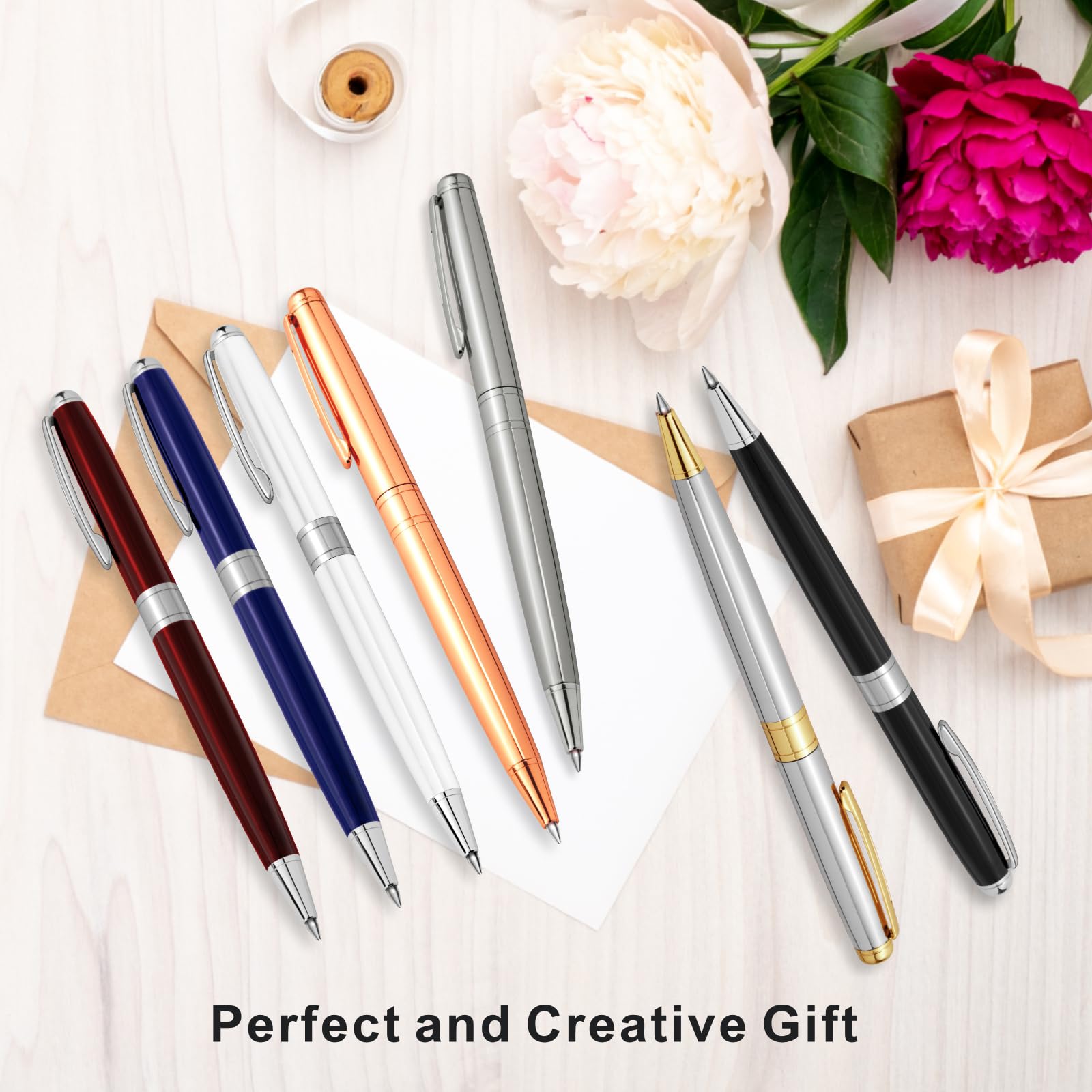 Premium White Ballpoint Pens - 1.0mm Medium Point Smooth Writing Pens with 3 Extra Refills, Ideal for Journaling, Office Work, Business Gifts & Travel (Set of 3 White Pens) - Perfect for Professionals, Police Officers & Flight Attendants