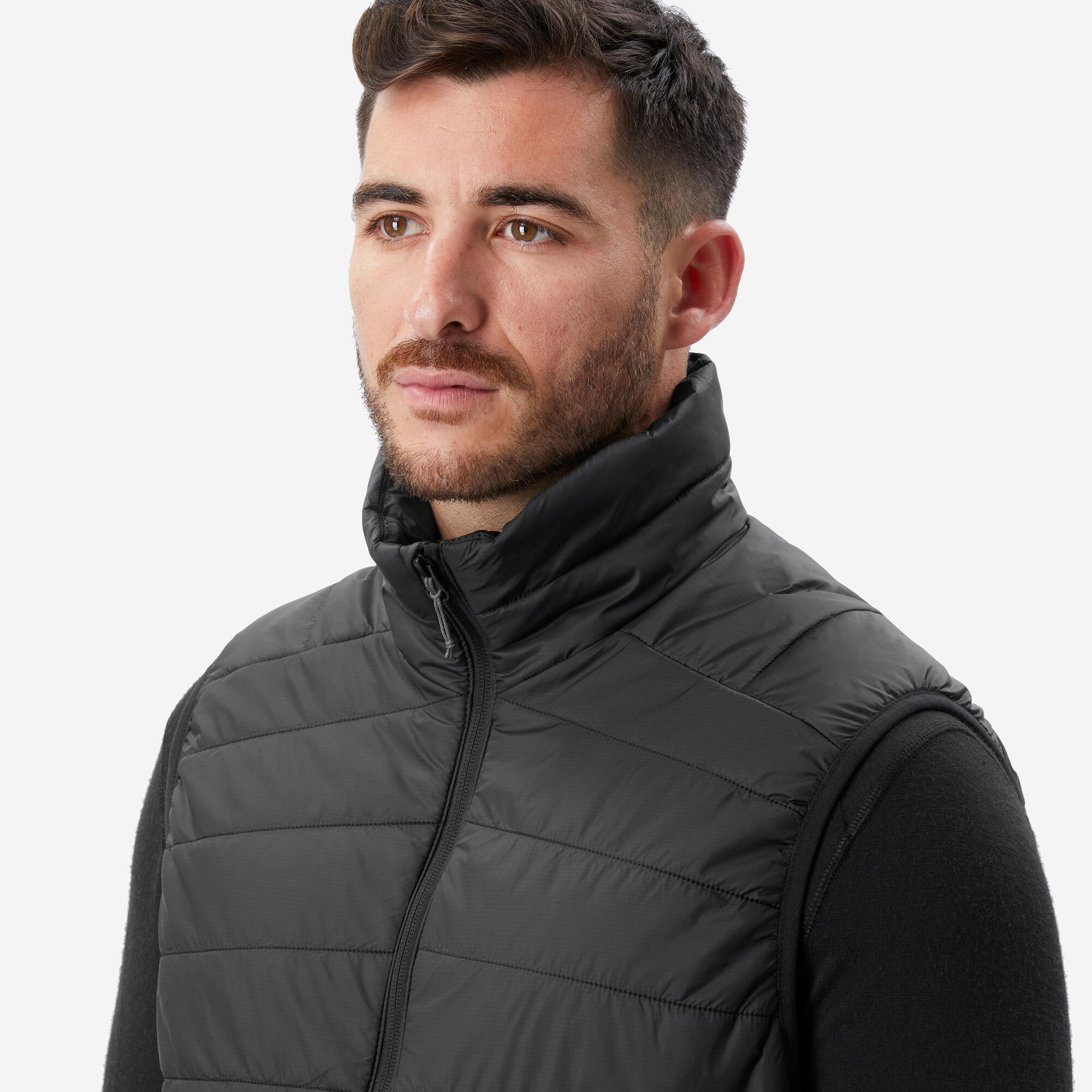 Forclaz Men's MT100 Synthetic Puffer Vest - Lightweight Warm Winter Jacket for Outdoor Hiking & Camping | Water-Resistant Insulated Vest for Men's Activewear