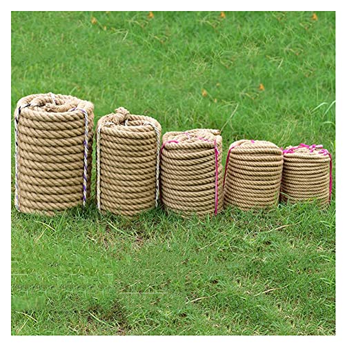 Natural Hemp Rope 4-28mm - Strong Jute Twine String for Crafts, Cat Scratching Post, Garden Bundling & DIY Projects (26mm x 50m) - Perfect for Home Decor, Plant Support, and Outdoor Use