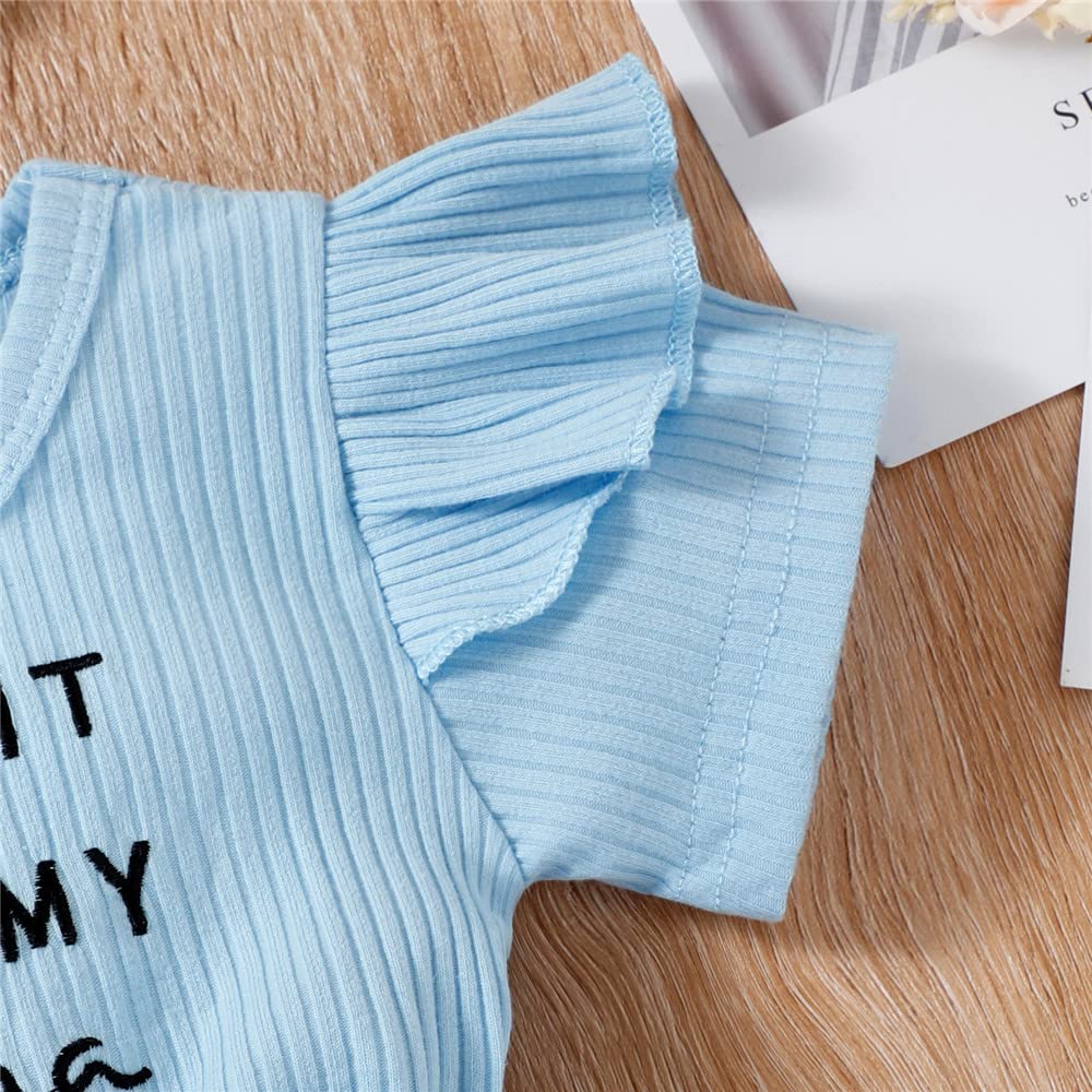 Floral Letter Print Baby Girl Romper Dress with Ruffle Short Sleeves & Bow Headband - Newborn Summer Outfit Set for Photoshoots, Parties & Daily Wear