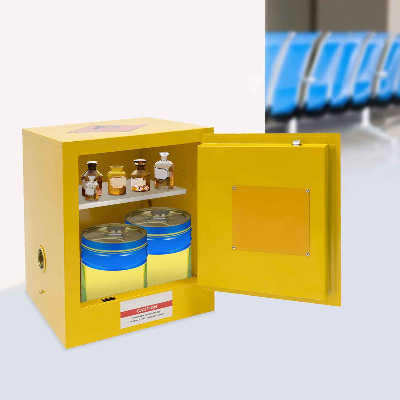 4 Gallon Yellow Flammable Safety Storage Cabinet - Adjustable Shelf for Home & Industrial Use