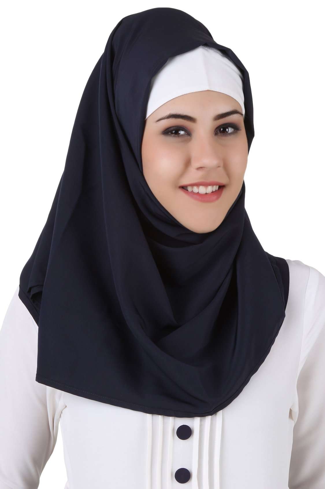 Eiman Navy Blue Kashibo Hijab - Modest Muslim Scarf for Women - Perfect for Prayer, Work & Everyday Wear