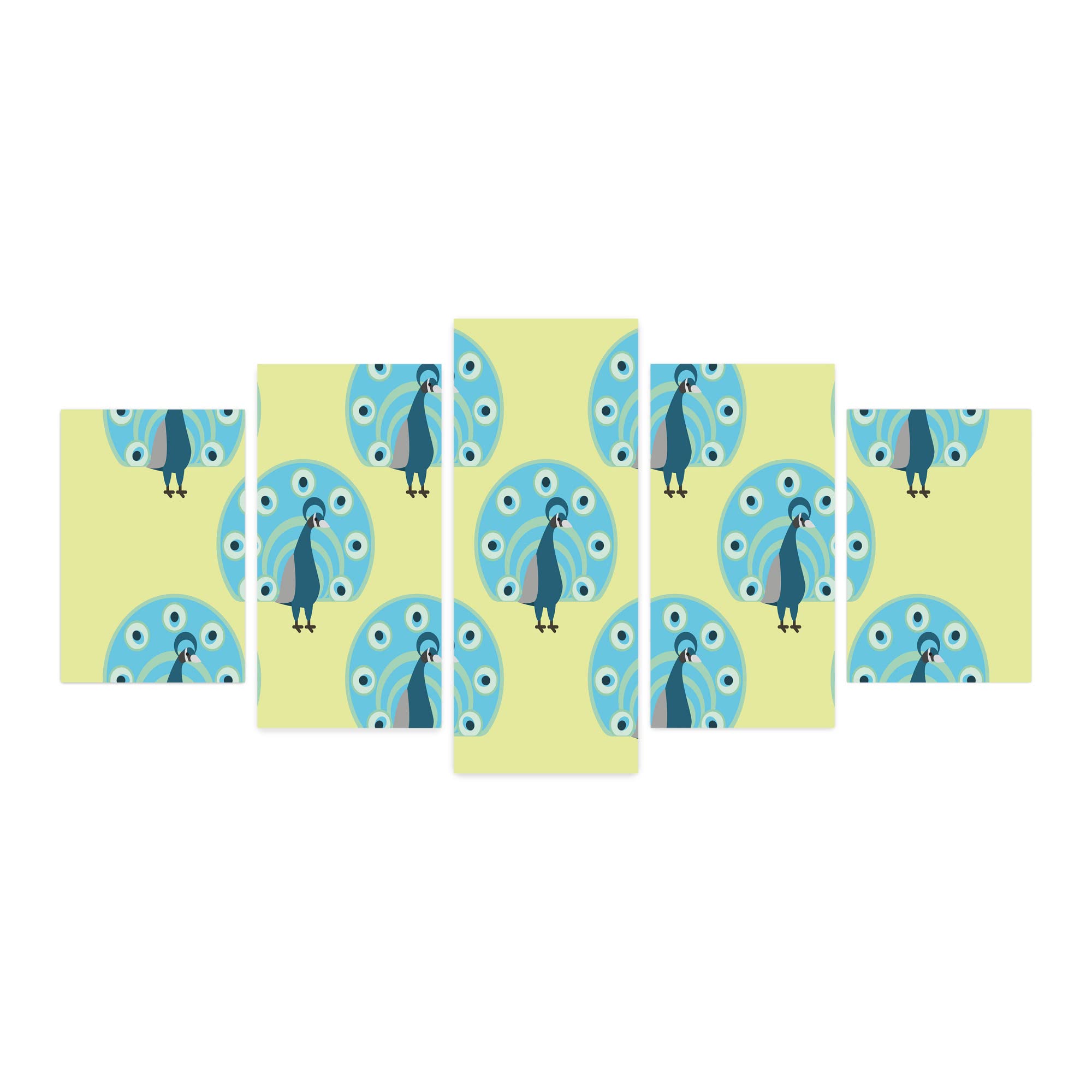 Ambesonne Peacock 5-Panel Acrylic Glass Wall Art - 60