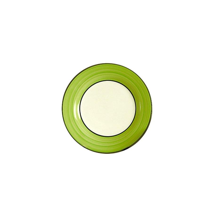 Elegant 4-Piece Dessert Plate Set in White & Lime Green - Spree Pattern for Parties, Tea Time, and Stylish Dining Decor