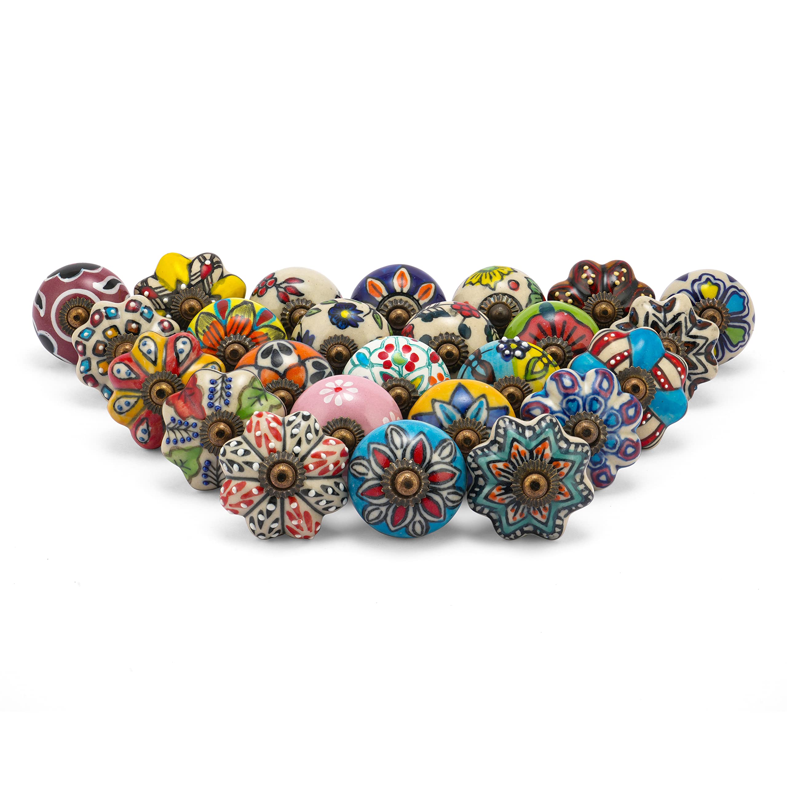 Vintage Boho Knobs for Dresser Drawers - 25-Pack Multicolor Countryside Cabinet Door Pull Handles for Kitchen, Wardrobe & Home Decor - Perfect for DIY Furniture Upcycling & Boho Chic Interior Design