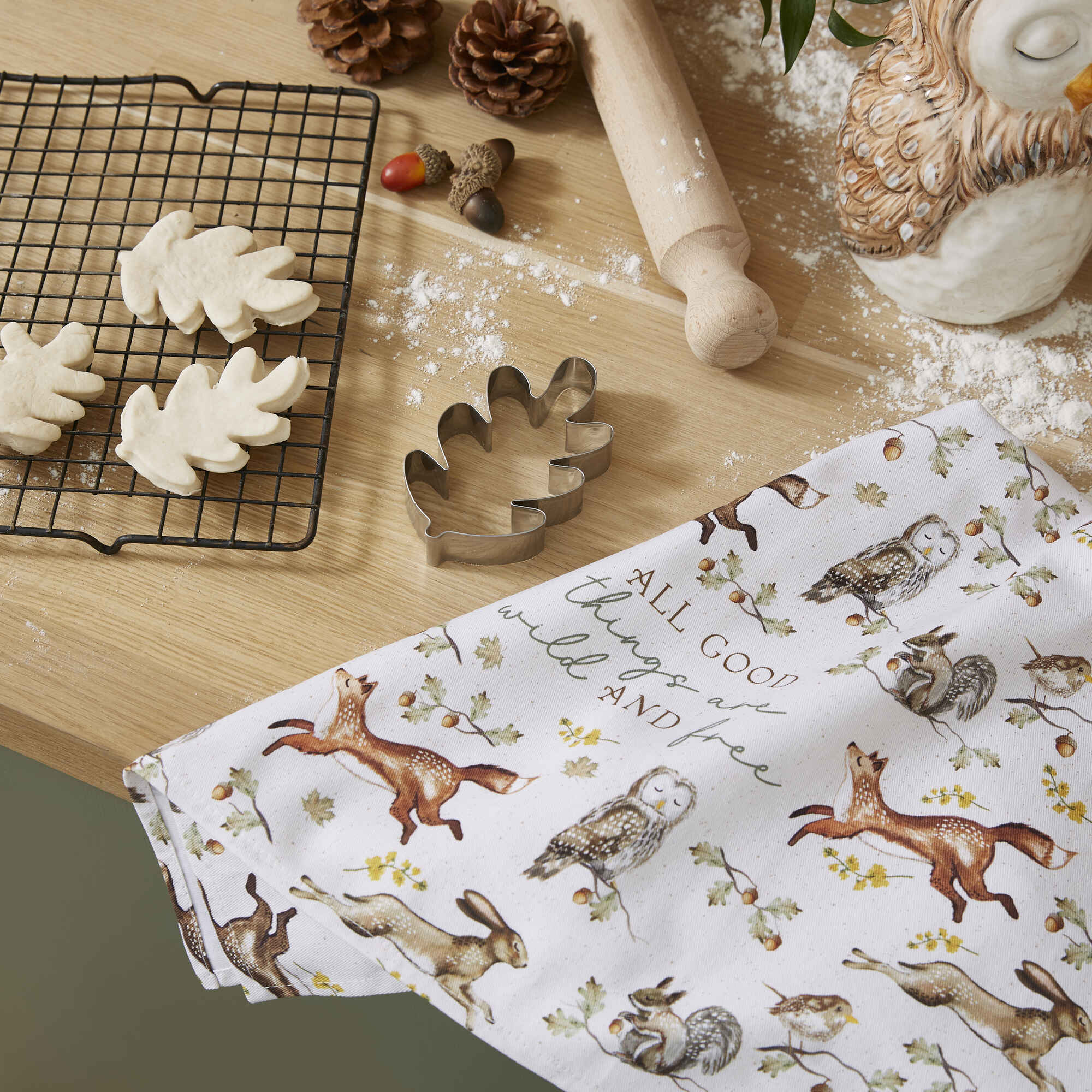 Forest Fable 3-Pack Premium Cotton Tea Towels - Soft & Absorbent Kitchen Towels for Drying Dishes, Decor, and Gift Giving