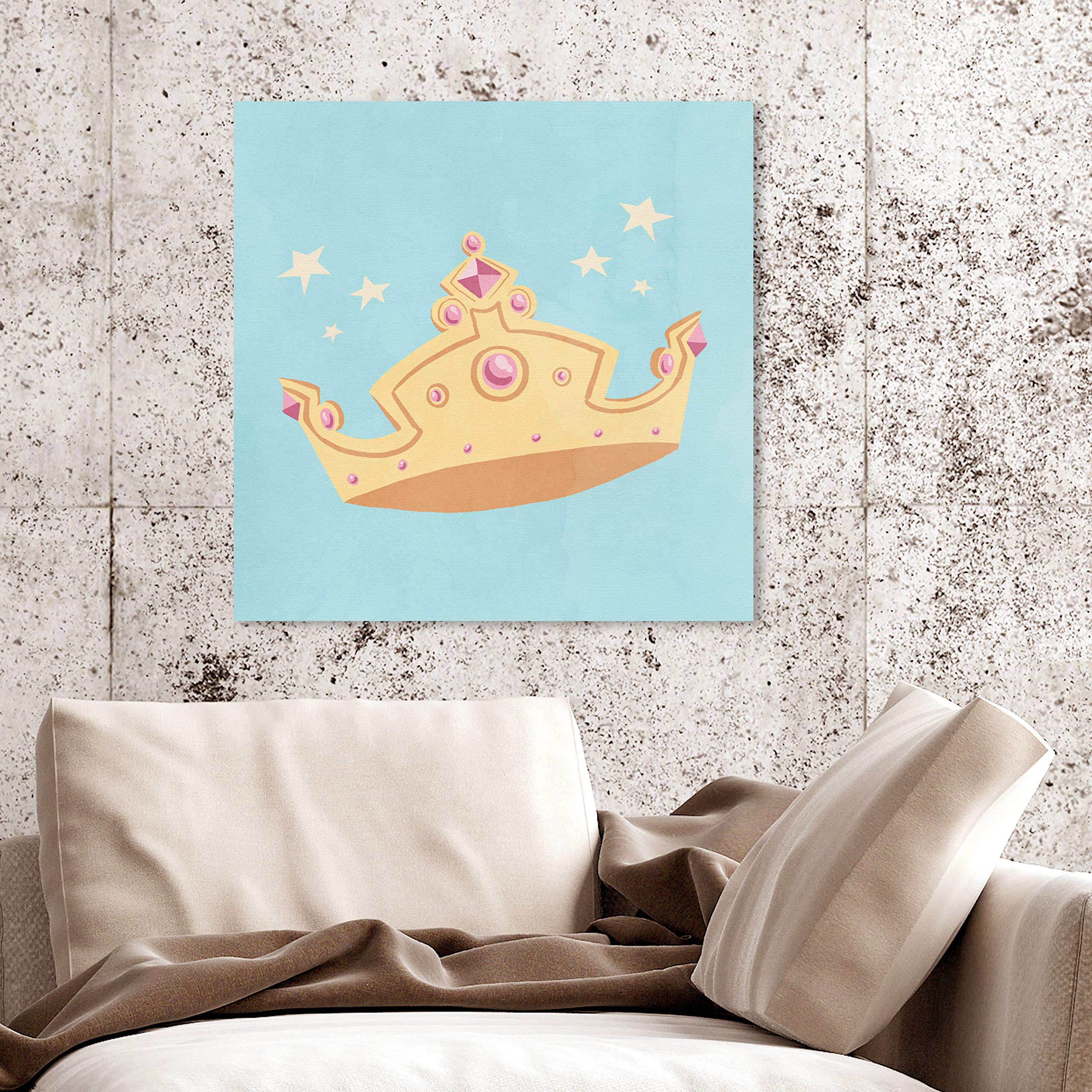 Oliver Gal Artist Co. 'Petite Crown' Fantasy Wall Art Canvas Print - 20x20 Inches Yellow & Blue Abstract Home Decor - Perfect for Living Room, Bedroom, or Office Wall Decoration
