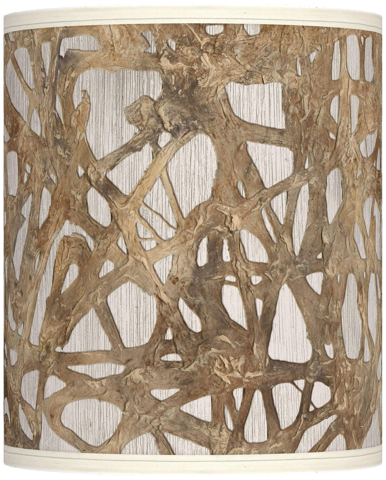 Organic Nest Cylinder Lamp Shade - Brown, Beige & Gray - 10