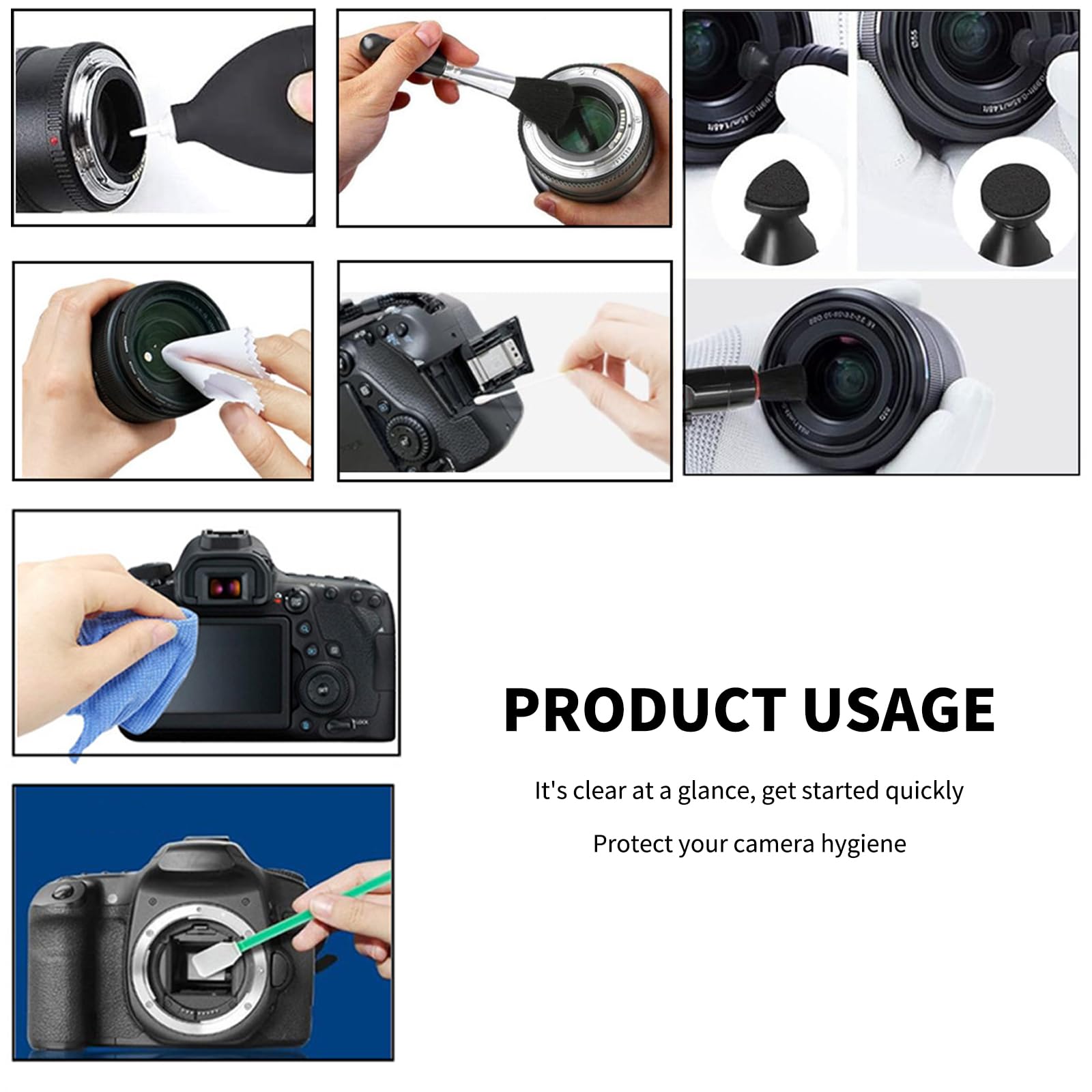 **12-in-1 Universal Camera Cleaning Kit for Digital Camera Lens, Phone, Keyboard & Computer – Includes Cleaning Solution, Brush, Microfiber Cloth, Air Blower, Lens Pen – Perfect for Travel, Home & Office Use**