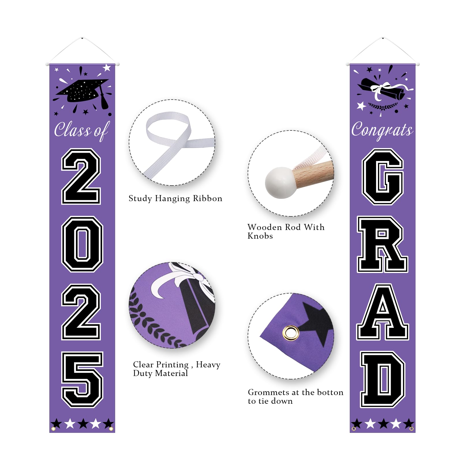 DAZONGE 2025 Graduation Party Decorations - Purple Graduation Banners & Party Supplies for Class of 2025 - School Graduation Decor for High School, College & University - Perfect for Graduation Ceremonies, Parties & Photo Backdrops