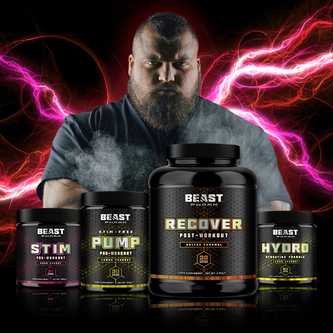 Beast Pharm Recover Post Workout Supplement 5.3lb (Salted Caramel Flavor) - Muscle Recovery & Protein Powder for Athletes & Bodybuilders After Training
