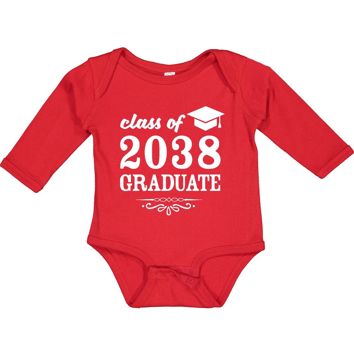 Inktastic Class of 2038 Graduate Baby Bodysuit - Long Sleeve Creeper with Graduation Cap Design - Perfect for School Photos, Graduation Parties & First Birthday Celebrations