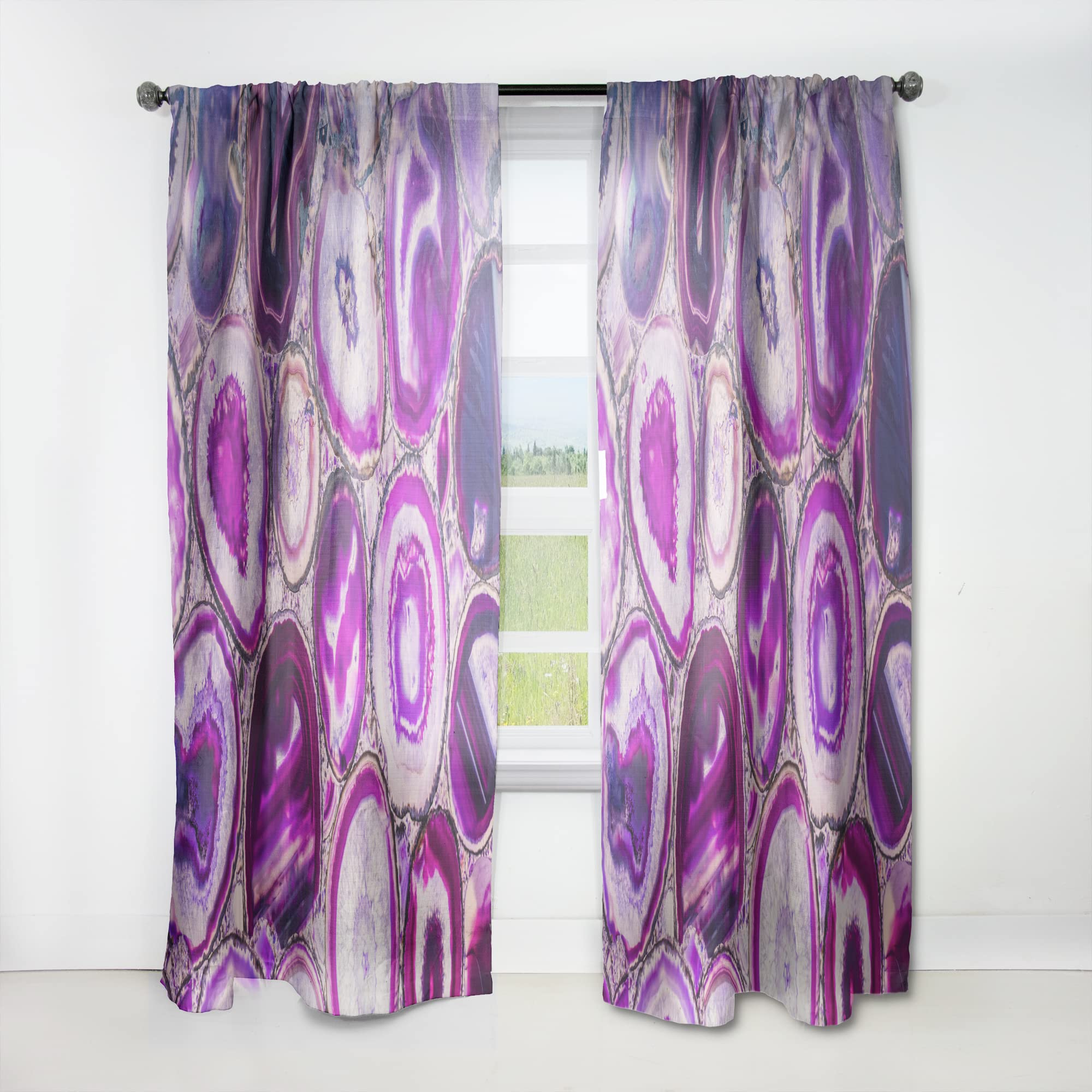 DesignQ Violet Agate Geode Thermal Insulated Curtains - Single Panel 52x63 Inch - Blackout Drapes for Bedroom & Living Room - Elegant Window Treatment for Home Decor