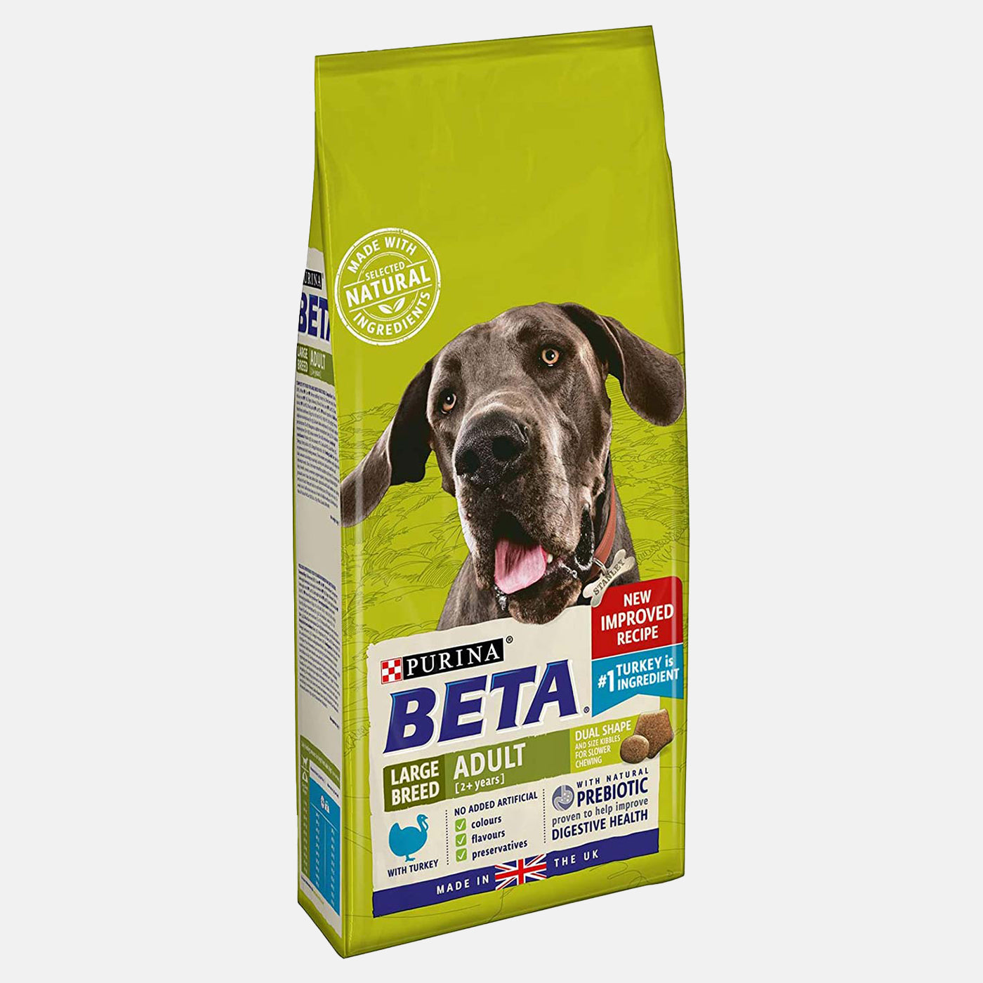 Purina Beta Adult Large Breed Dog Dry Food with Turkey - 14KG High Protein Kibble for Joint & Muscle Health - Ideal for Active Dogs & Outdoor Adventures
