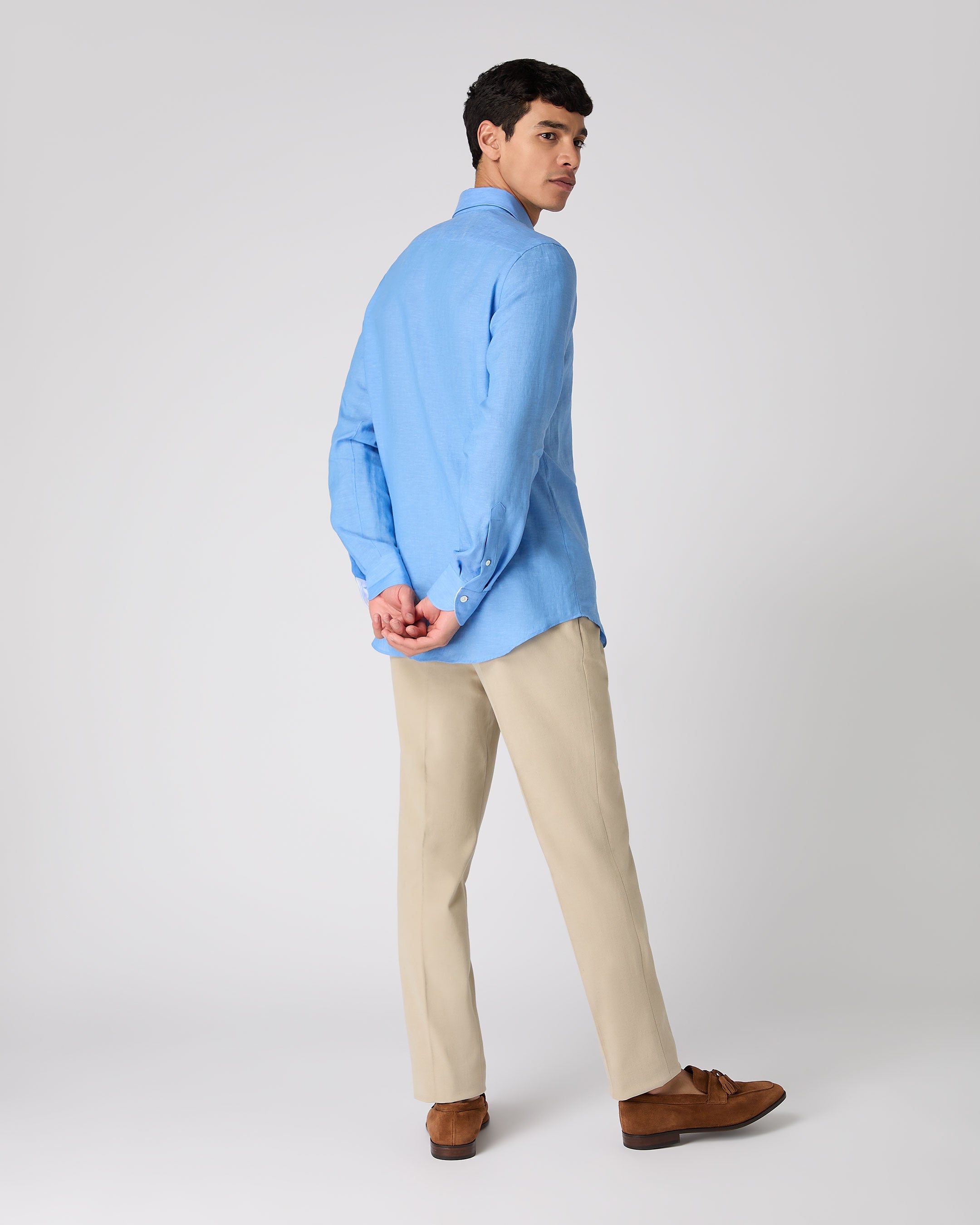 Premium Men's Cannes Linen Shirt - Breathable Blue Casual Button Down Shirt for Summer | Beach, Vacation & Outdoor Wear