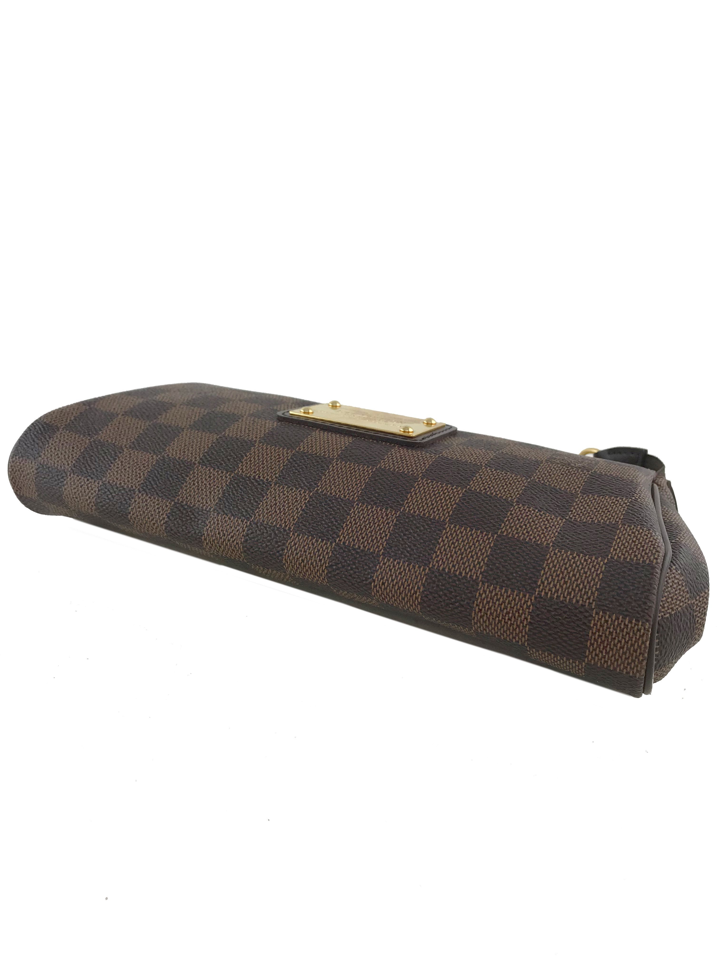 Louis Vuitton Damier Ebene Canvas Eva Clutch Bag - Luxury Crossbody Purse for Women | Perfect for Evening Events, Travel & Daily Use