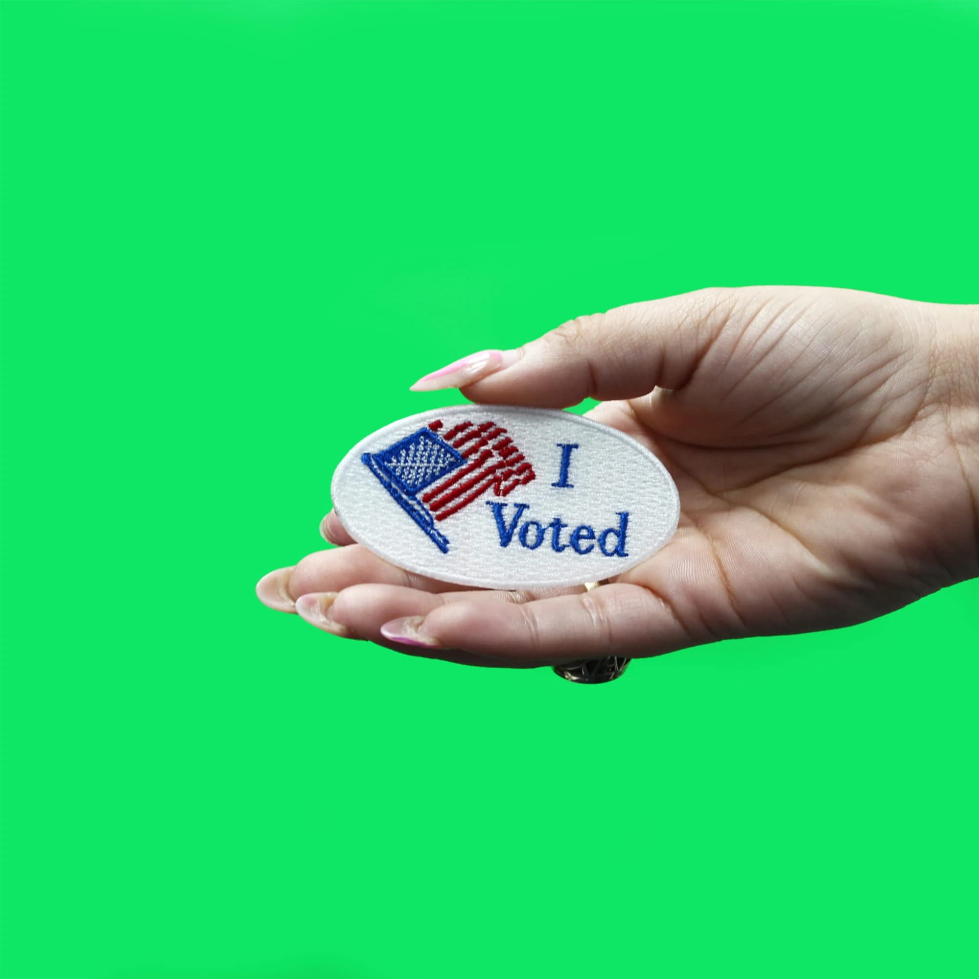 I Voted Flag Patch - Patriotic Election Embroidered Iron-On Badge for Jackets, Bags & Hats - Perfect for Voting Day, Political Events & American Pride Celebrations