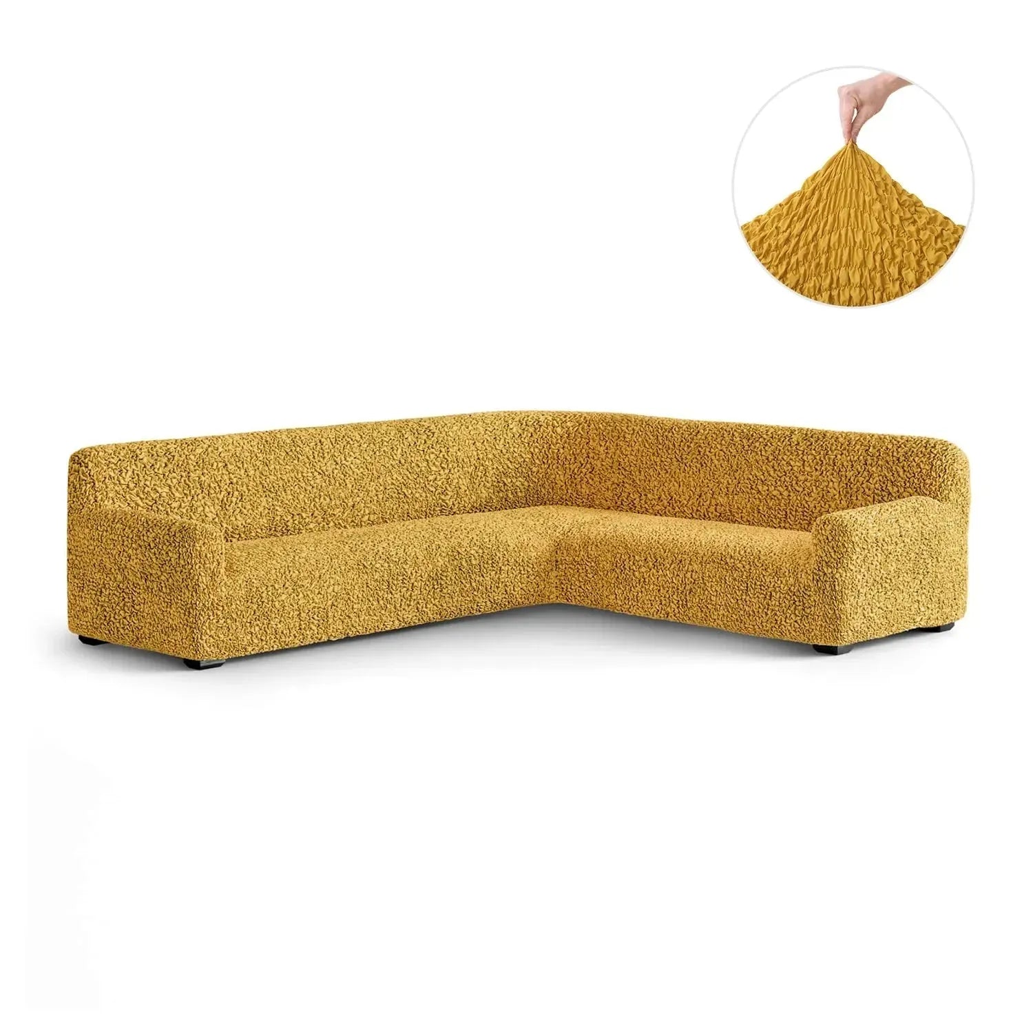 Fuco Cotton Corner Sofa Slipcover - Stretchable Furniture Protector for Living Room, Bedroom & Office - Washable Sofa Cover for Sectional Couches (Multiple Sizes)