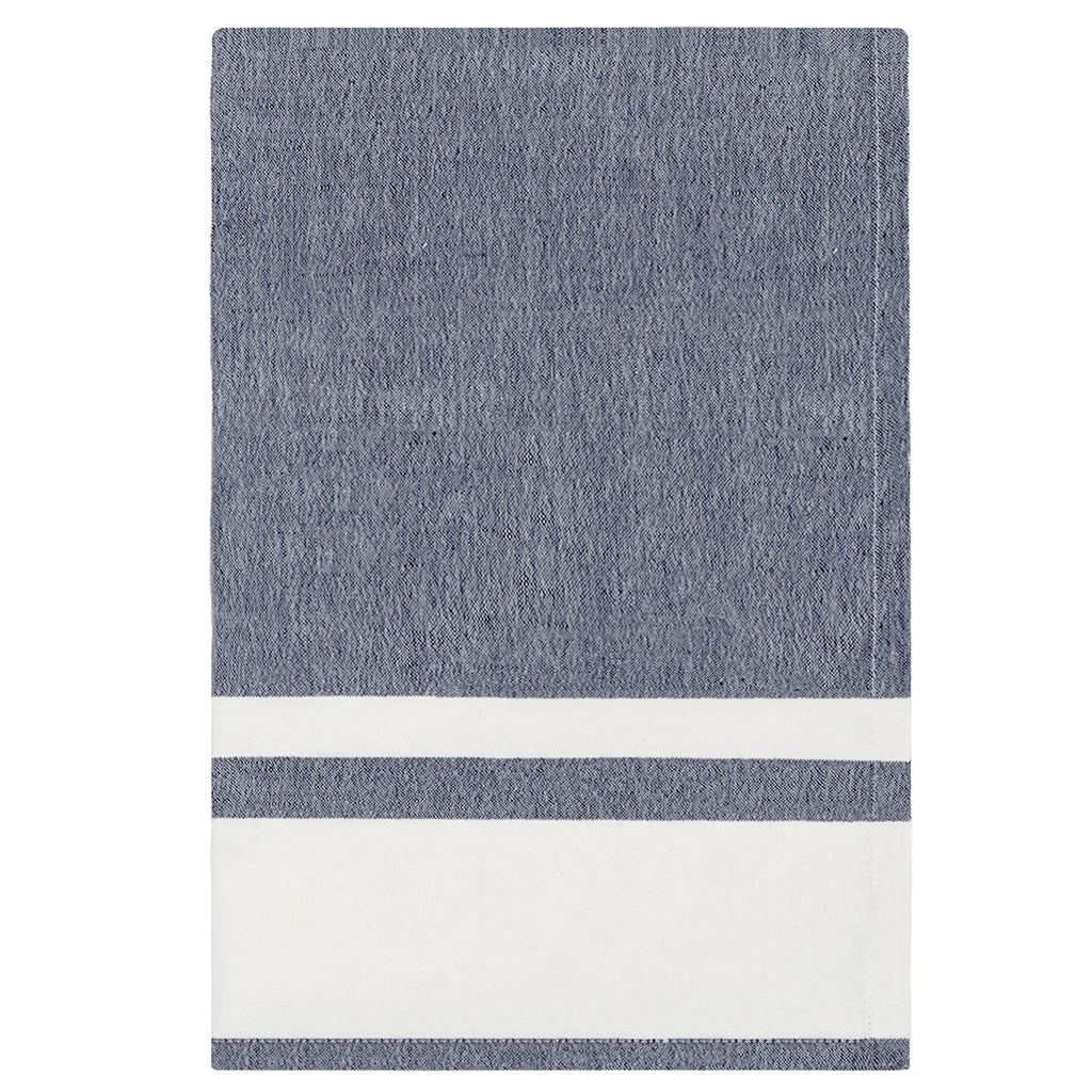 Premium Chambray Stripe Indigo Tea Towel - 100% Cotton Absorbent Kitchen Towel for Drying Dishes, Cleaning Countertops & Decor - Perfect for Farmhouse, Rustic & Modern Kitchens