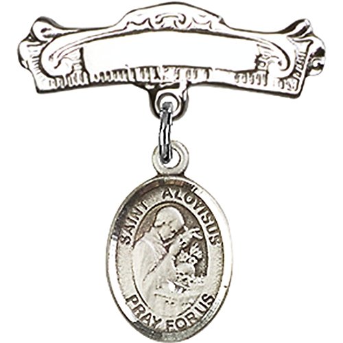 Sterling Silver Baby Badge with St. Aloysius Gonzaga Charm - 7/8