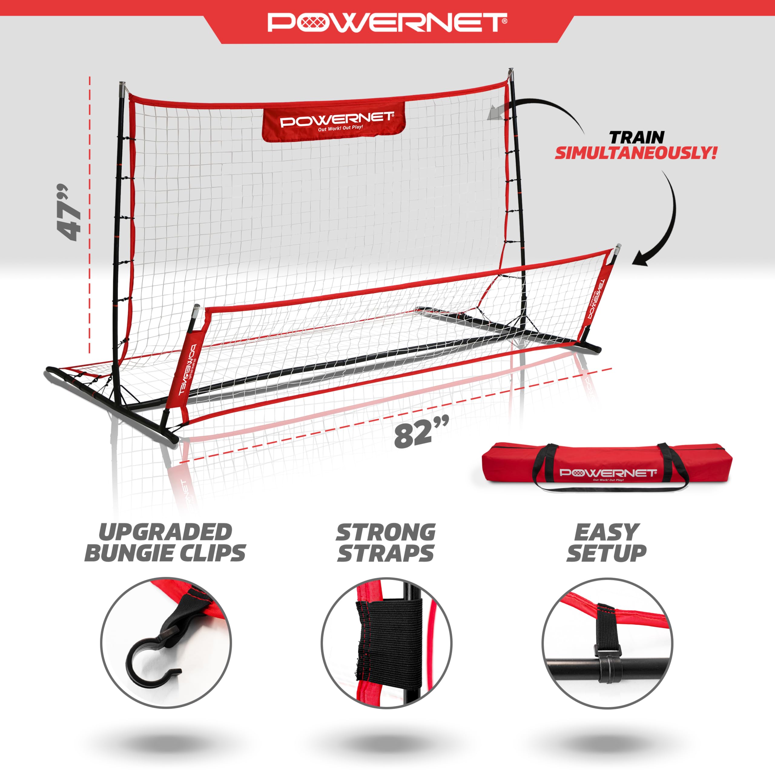 PowerNet Fast Pass Rebounder Soccer Trainer - 6x4 FT Dual-Sided Soccer Net for Passing & Ball Control - Portable Training Equipment for Solo & Team Drills - Perfect for Backyard, Field & Soccer Practice Sessions