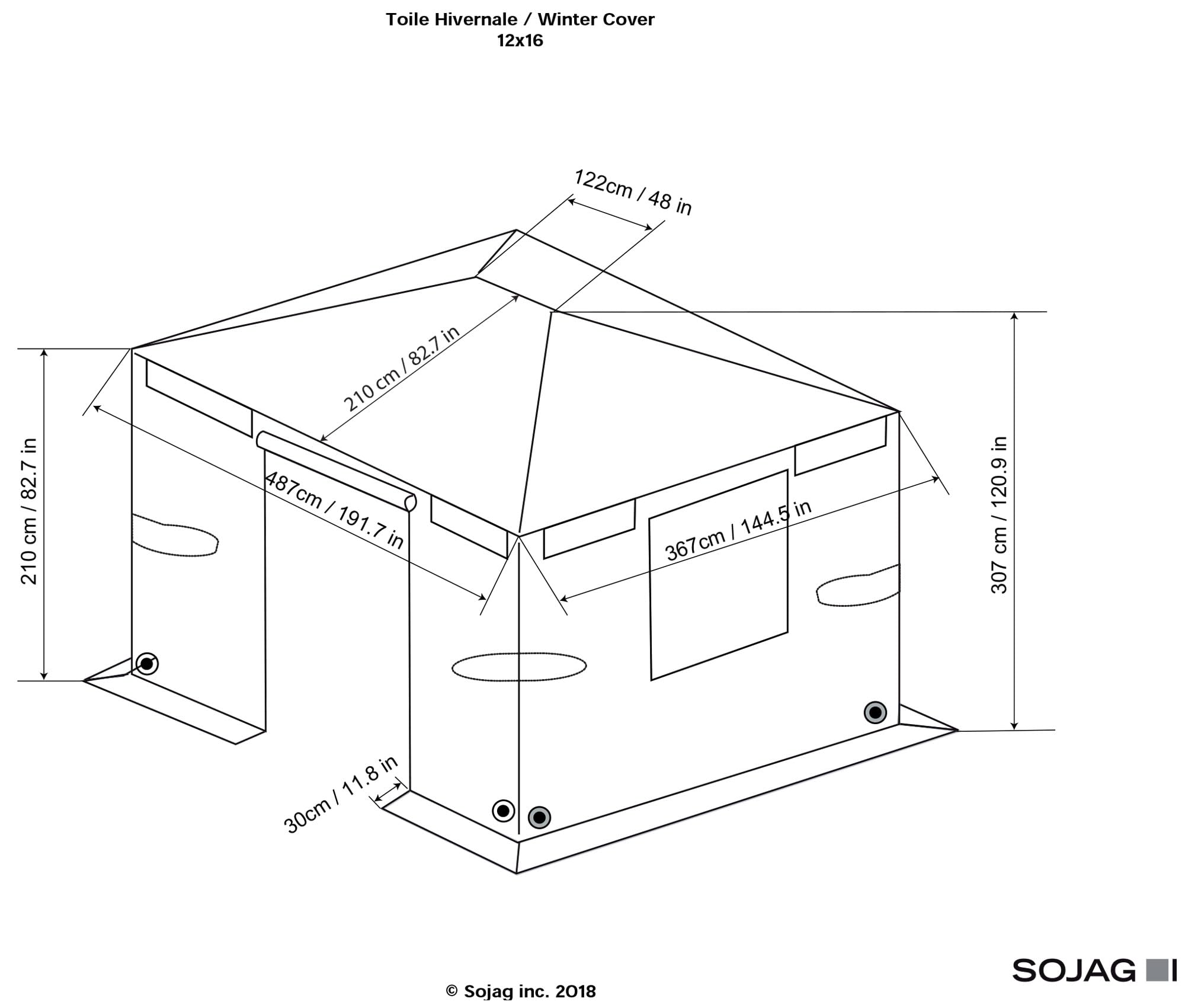 Sojag 12' x 16' Universal Winter Cover for Gazebos & Outdoor Sun Shelters - Waterproof Protection for Patio, Garden, and Backyard Use