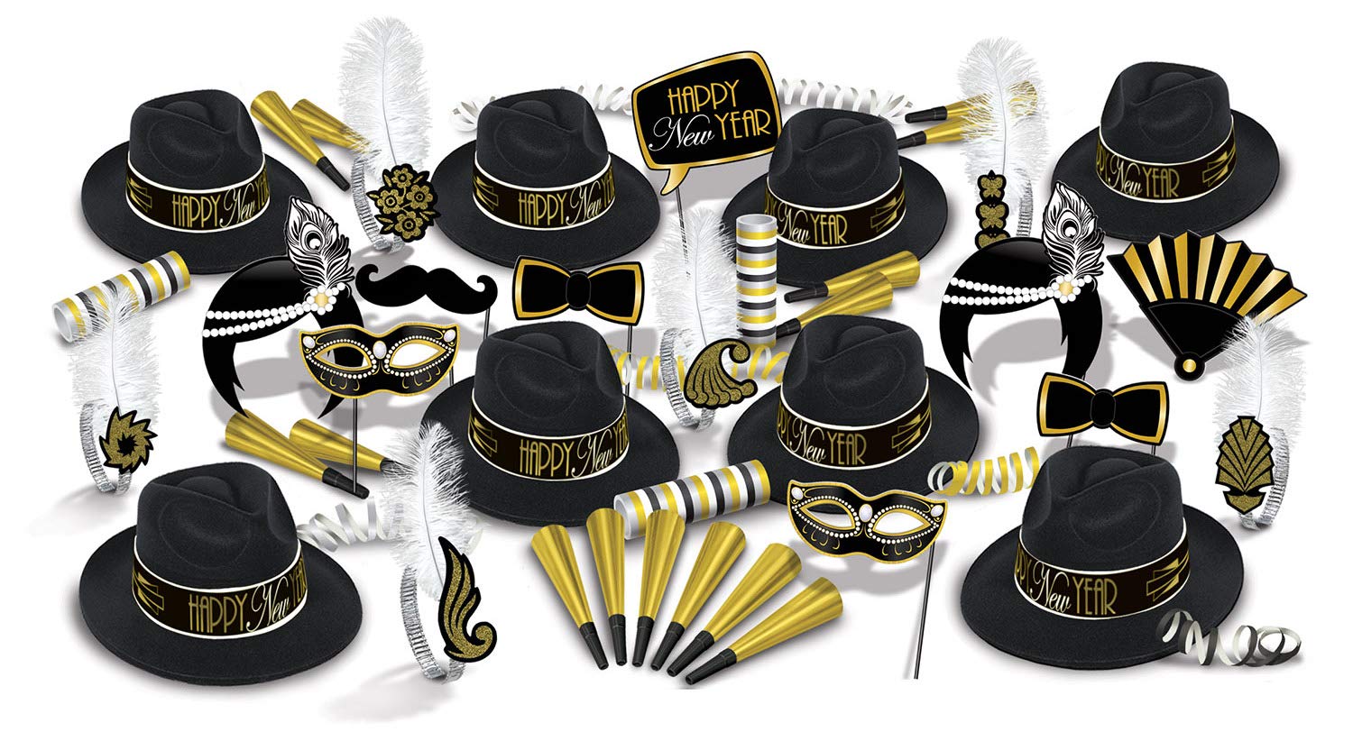 Beistle New Year's Eve Party Hats - Set of 12 Black Gold White Celebration Hats for Adults & Kids - Perfect for NYE Countdown, Birthday Parties & Festive Celebrations