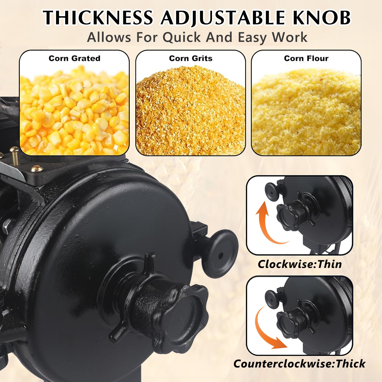 2200W Electric Grain Mill Grinder - Commercial Corn & Spice Grinder for Wheat, Flour & Cereals | Adjustable Powder Thickness | Heavy Duty Dry & Wet Grinding | Perfect for Home Bakeries, Coffee Shops & Commercial Kitchens