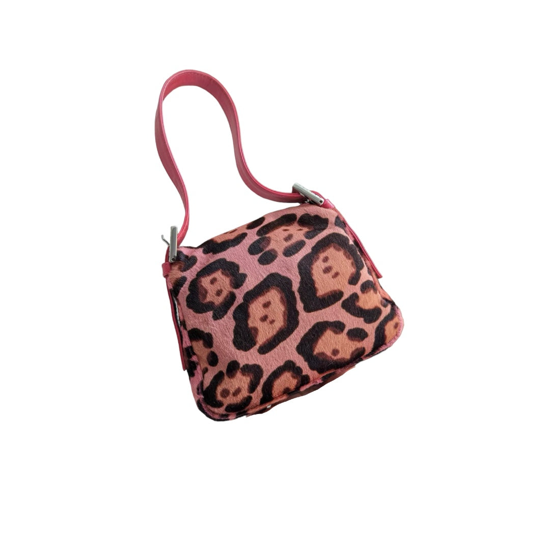 Fendi Pink Pony Hair Rhinestone Buckle Handbag - Luxury Designer Clutch for Women, Perfect for Evening Parties & Special Occasions