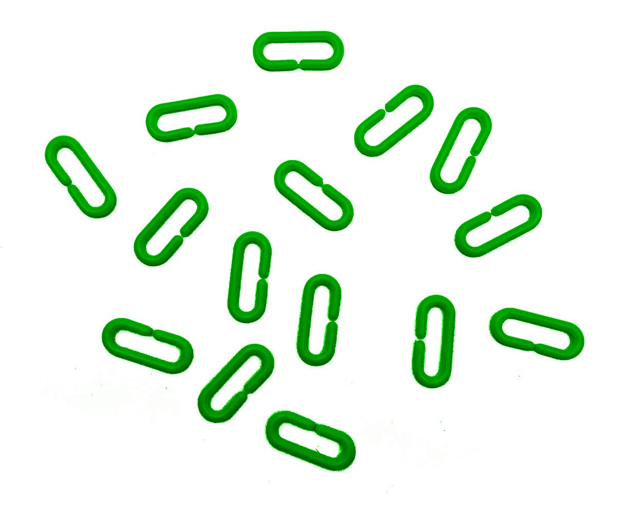 200pcs Green Plastic Chain Links - C-Clip STEM Educational Toys for Kids, Bird Cage Accessories for Parakeets, Sugar Gliders & Small Pets - Climbing, Swing & DIY Enrichment Toys for Playtime & Cage Decoration