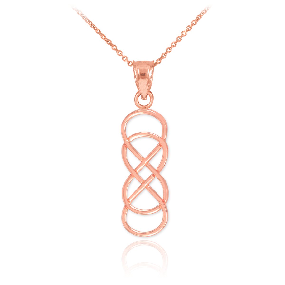 14K Rose Gold Vertical Double Infinity Pendant Necklace for Women - Elegant Dainty Jewelry Gift for Anniversary, Valentine's Day & Special Occasions