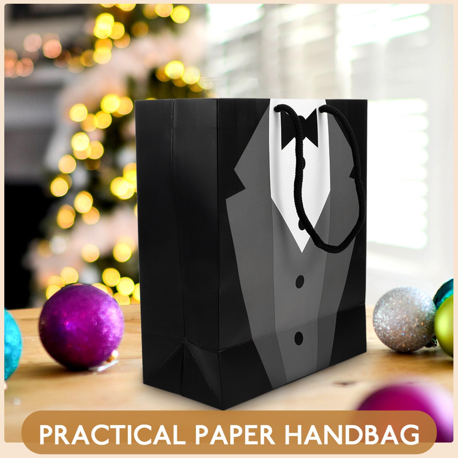 5 Pack Groomsmen Tuxedo Paper Bags - 19x9x23cm Wedding Party Favor Bags for Groomsmen, Anniversary & Special Events - Perfect for Bridal Showers, Bachelor Parties & Gift Packaging