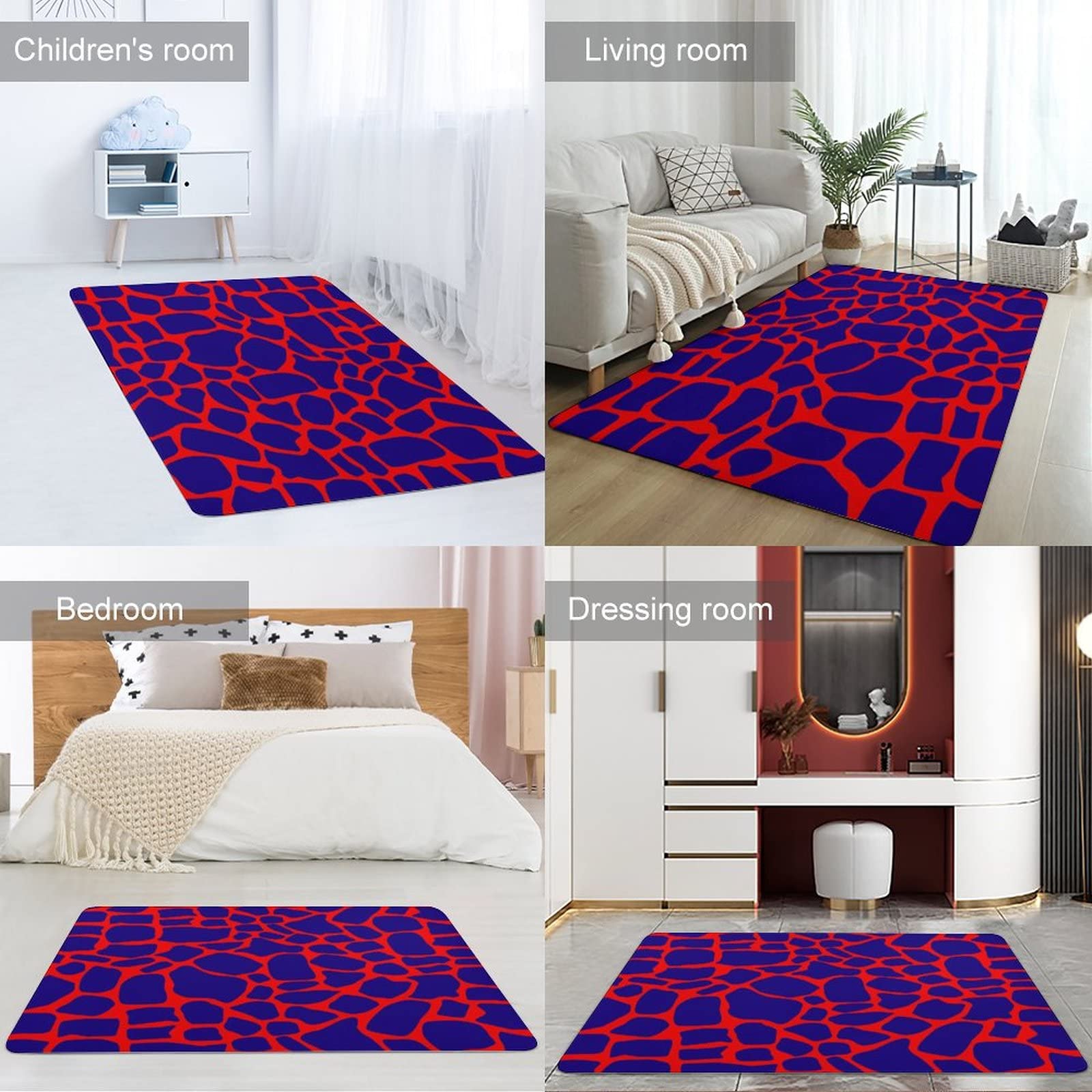 Soft Giraffe Print Animal Skin Texture Rug - 5x6.5ft Non-Slip Kids Play Mat for Nursery, Bedroom & Living Room | Foldable Floor Carpet for Girls, Teens, Dorm Decor | Perfect for Playrooms, Dining Areas & Cozy Spaces