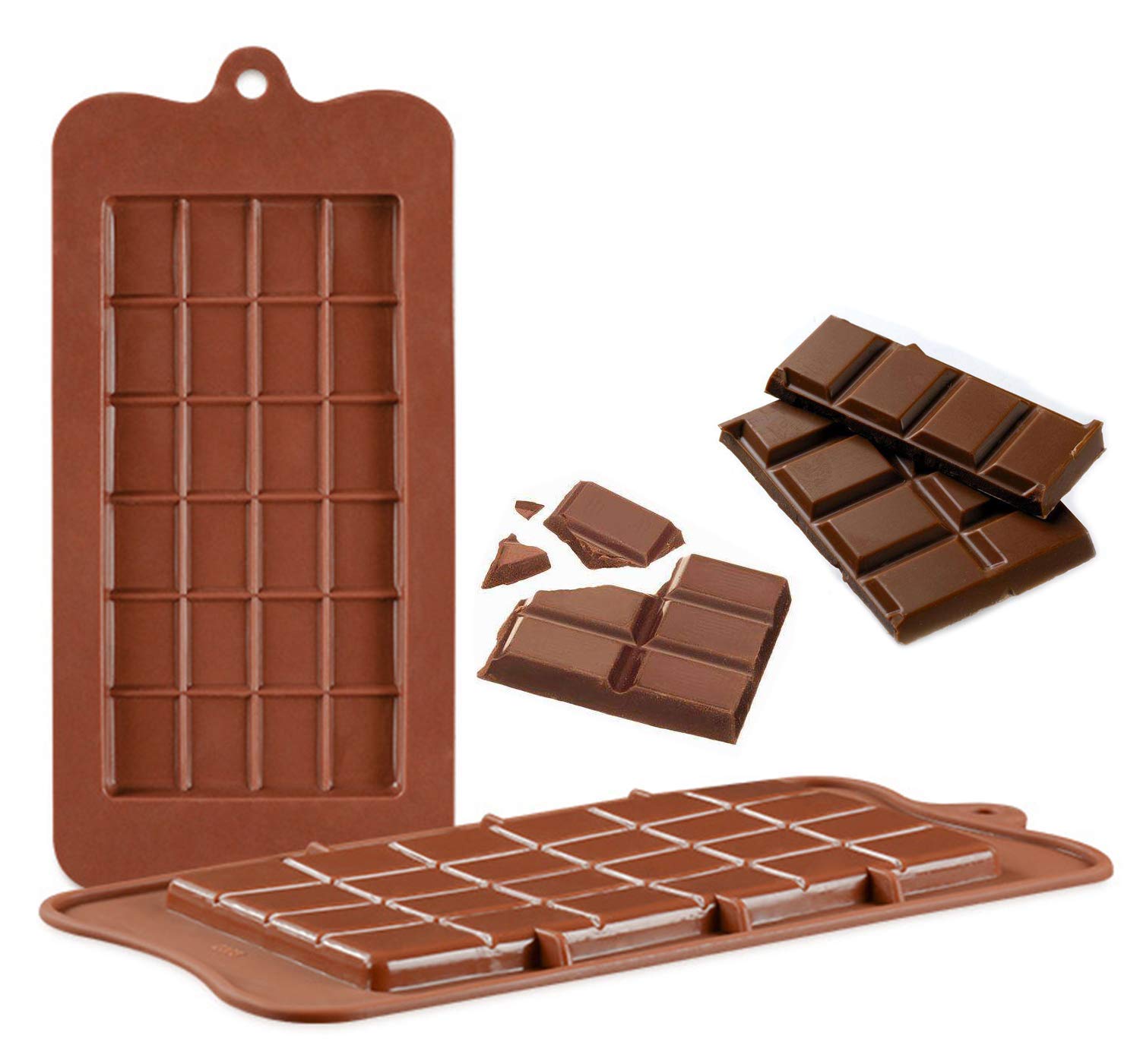 3-Piece Silicone Chocolate Molds Set - Non-Stick Break Apart Candy Molds for DIY Baking, Protein Bars & Energy Snacks | Perfect for Home Baking, Party Treats & Holiday Gifts
