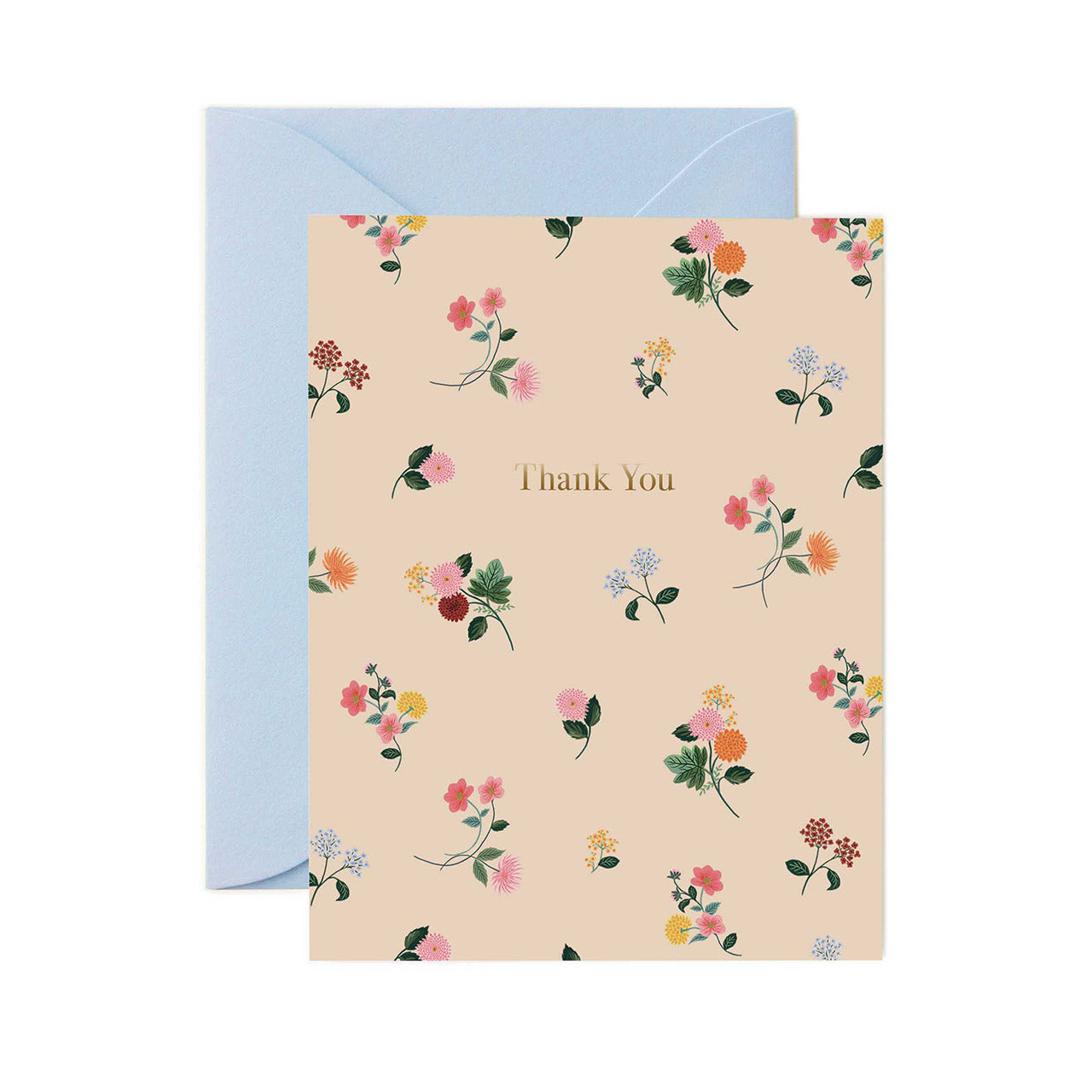 Elegant Ditsy Dahlia Thank You Greeting Card - Perfect for Birthdays, Weddings & Appreciation Gifts - Floral Design for All Occasions