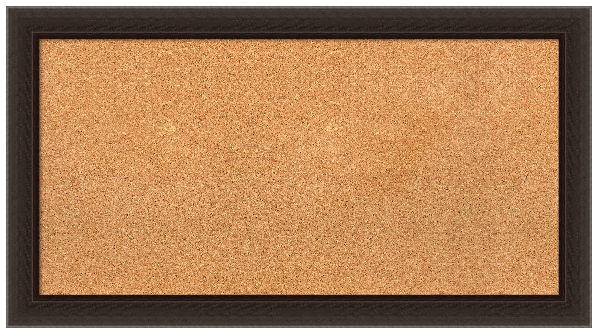Amanti Art Natural Custom Cork Bulletin Board 36x20 Inches - Romano Espresso Wood Frame - Pin Board for Office, Home & School Organization - Wall Mounted Message Board for Notes, Photos & Reminders