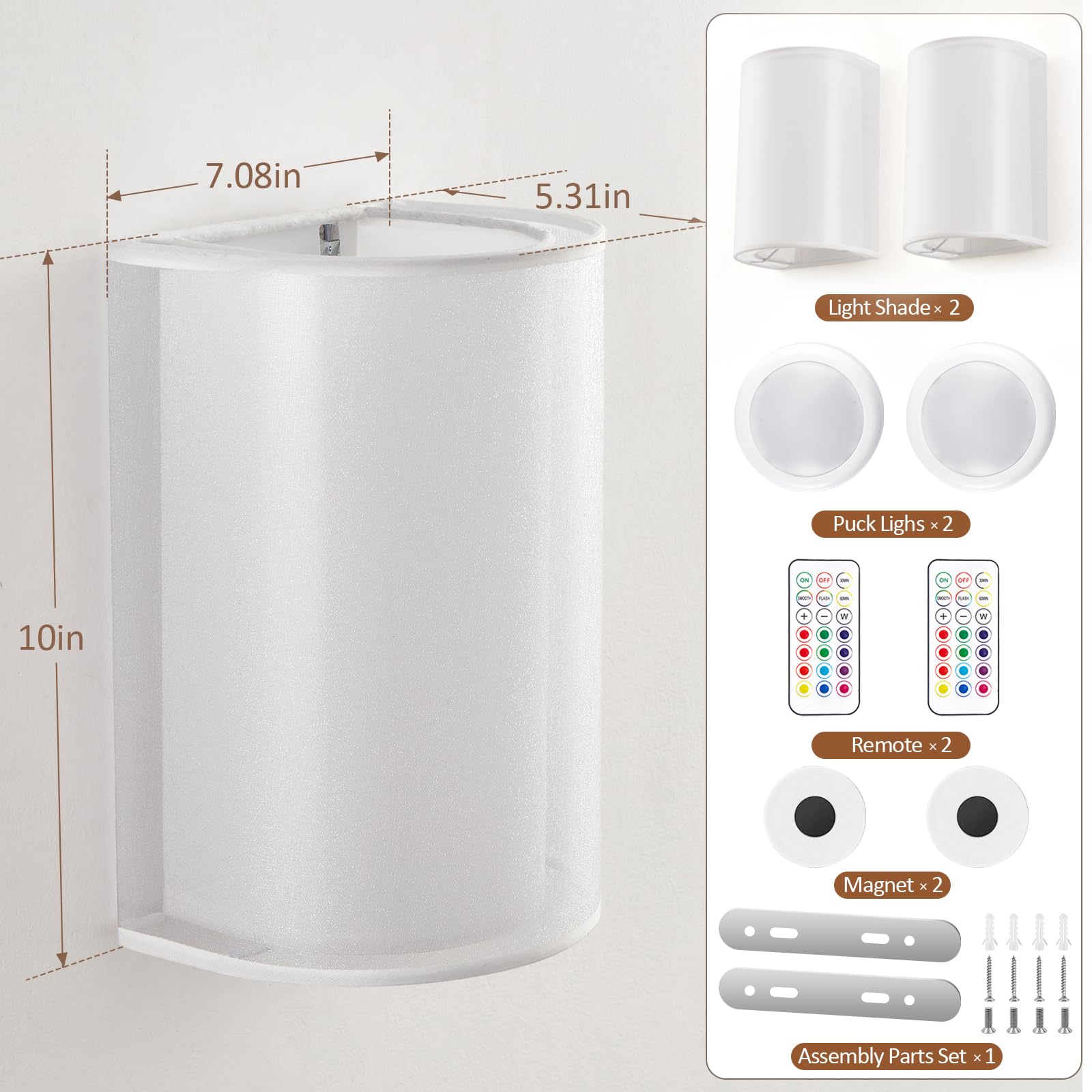 Dimmable LED Wall Sconces - 16 RGB Colors with Remote | Bedroom & Living Room Lighting Decor