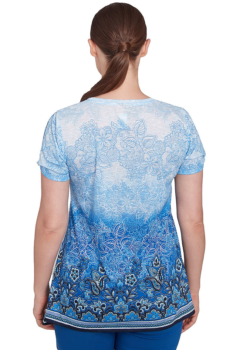 Petite Tinted Tides Jeweled Shark Bite T-Shirt for Women | Trendy Graphic Tee | Perfect for Casual Wear, Beach Outings & Summer Fashion