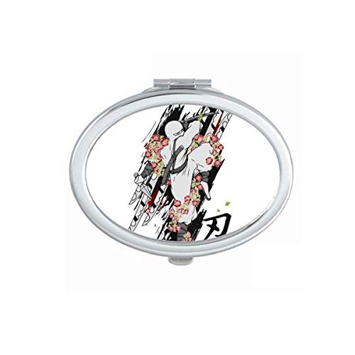 DIYthinker Japanese Culture Ninja Samurai Sword Mirror - Portable Folding Double-Sided Makeup Mirror for Travel, Cosmetics, and Home Decor