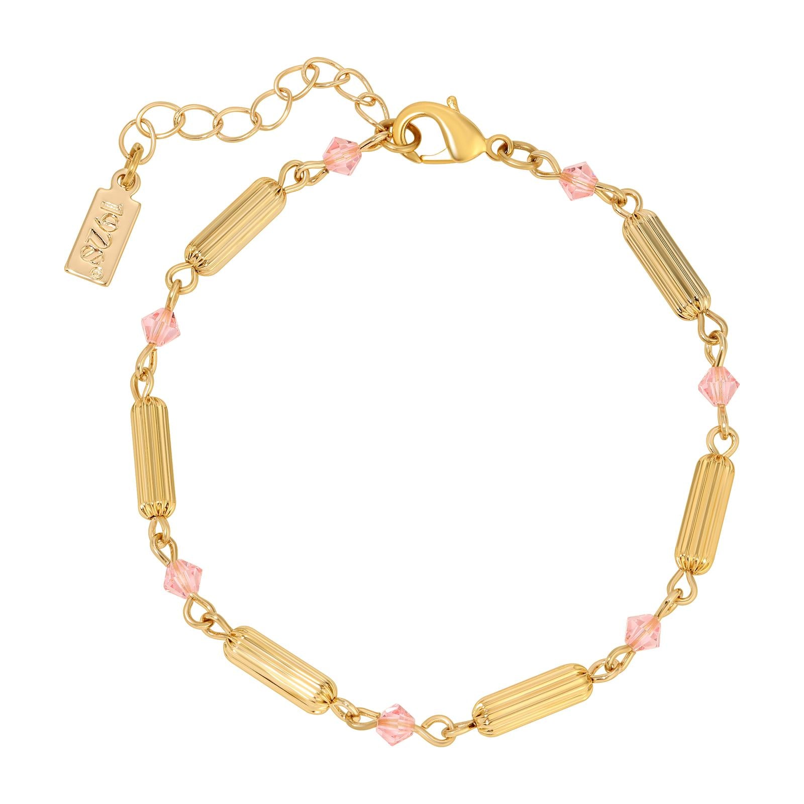 1928 Jewelry Gold Beaded Crystal Lantern Bracelet - Adjustable Extension Chain - Elegant Party, Wedding & Evening Wear Accessory for Women
