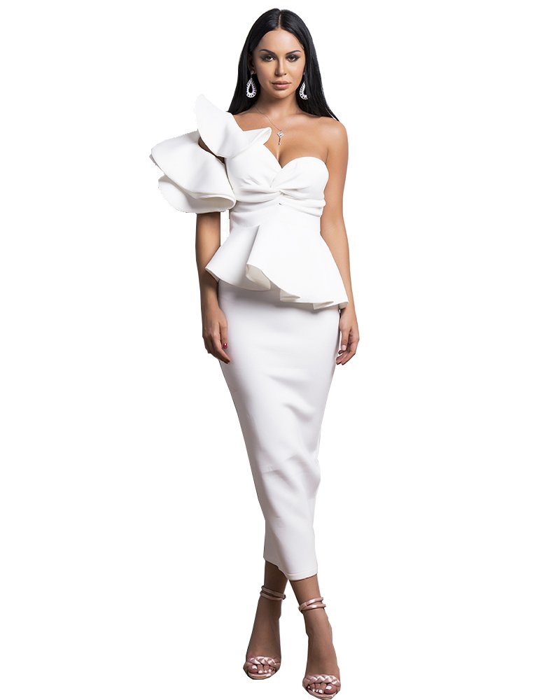 Sexy One Shoulder Backless Mermaid Dress for Women - Elegant Ruffle Summer & Spring Party Dress - Perfect for Cocktail Parties, Date Nights & Beach Vacations