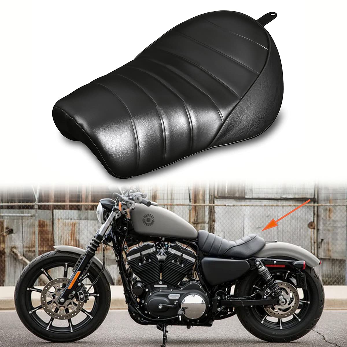 Premium Black Solo Seat Saddle for Harley Sportster Iron 883 & XL 883N (2016-2019) - Comfortable Rider Driver Motorcycle Seat for Cruising & Long Rides